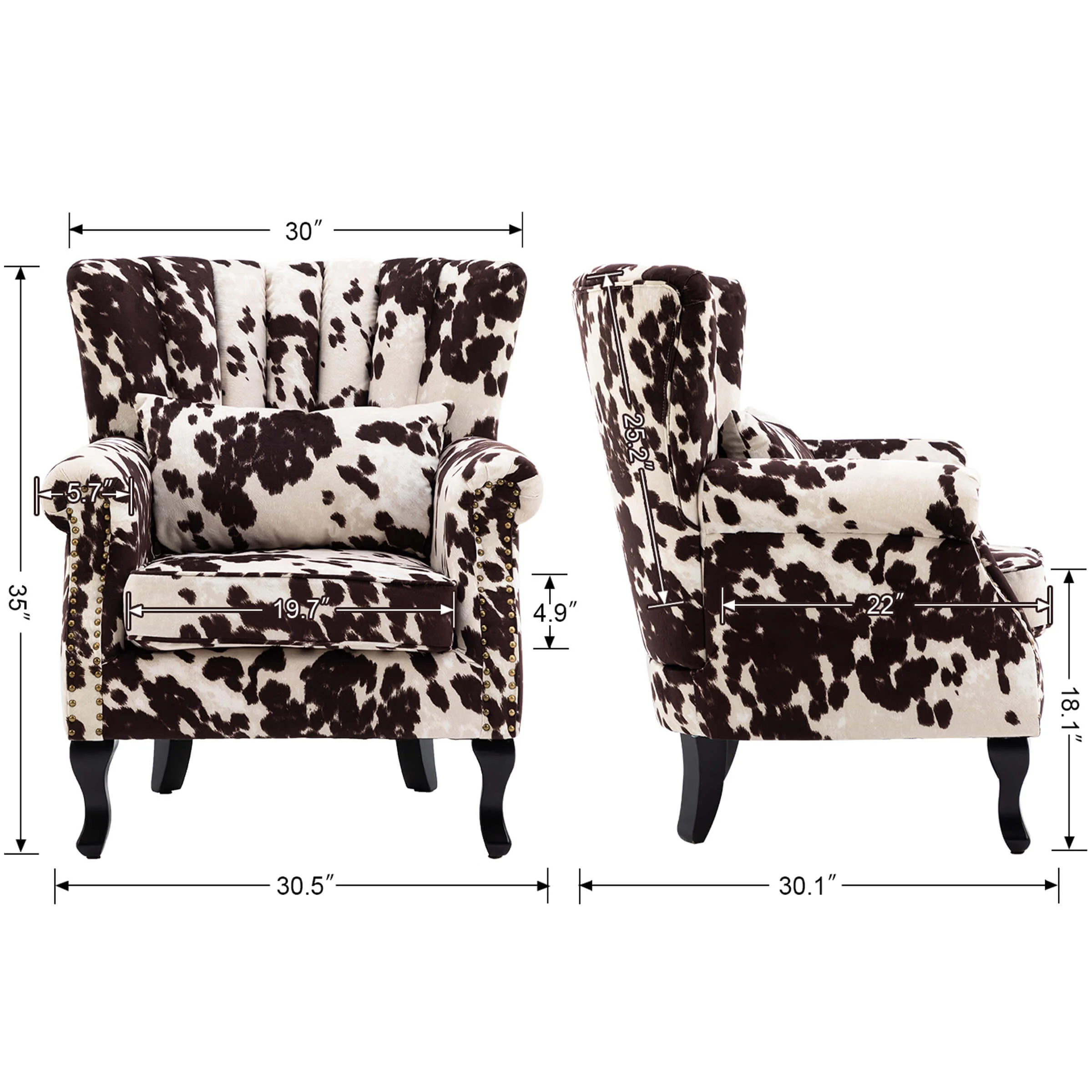 Wingback Nail-Head Velvet Accent Chair 1 PCS - X904AC - Image 9