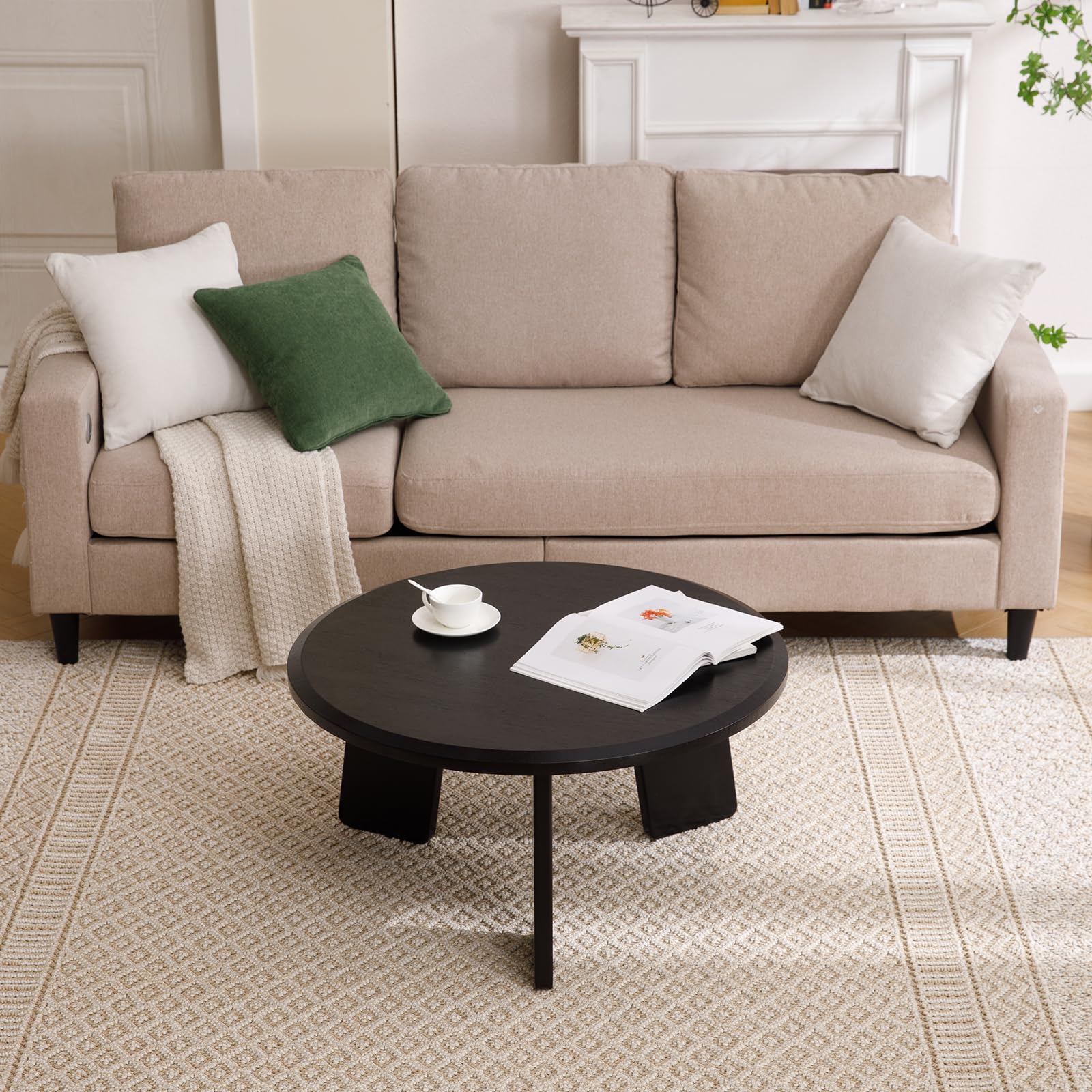Wood Black Round Coffee Table - XX12CT - Image 3