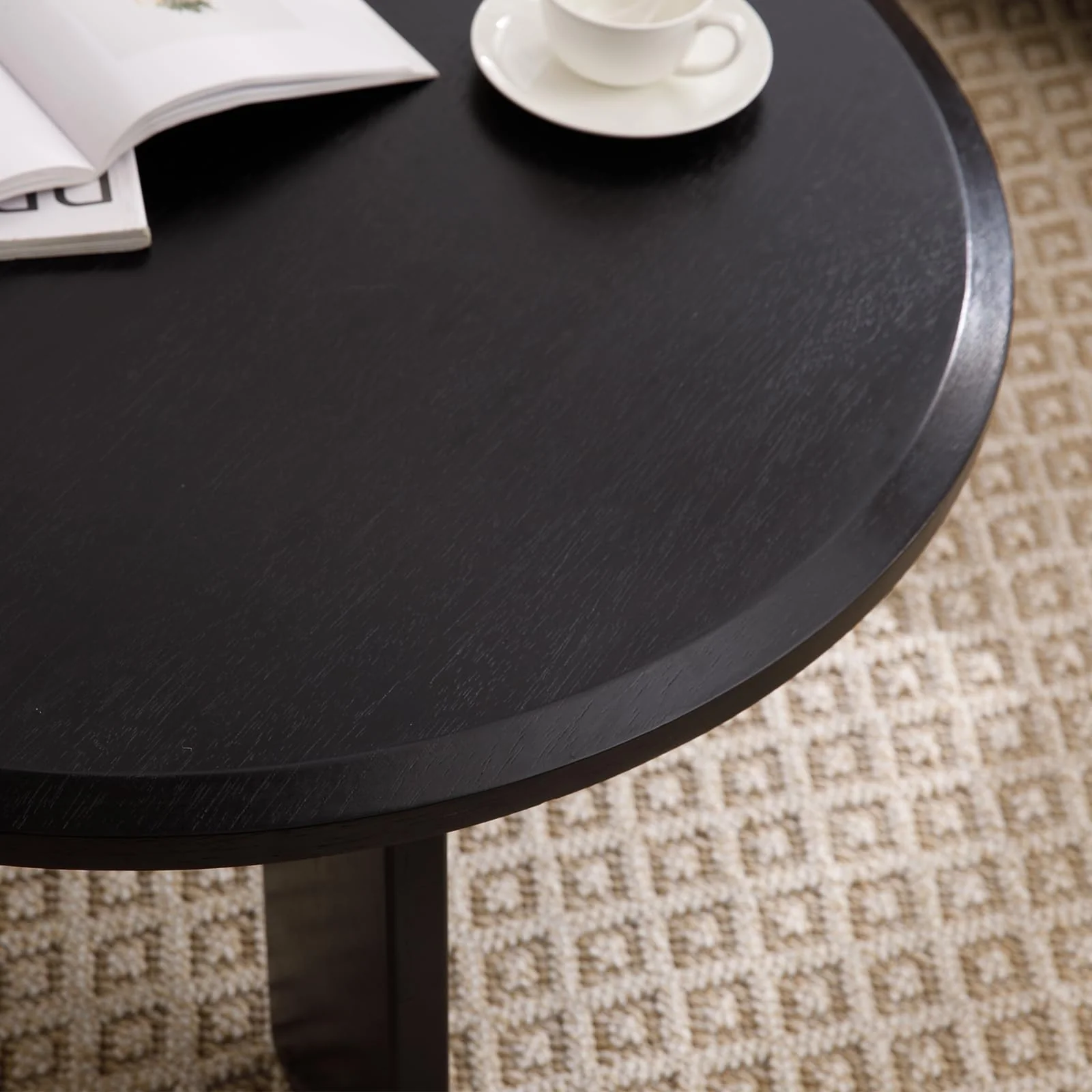 Wood Black Round Coffee Table - XX12CT - Image 4