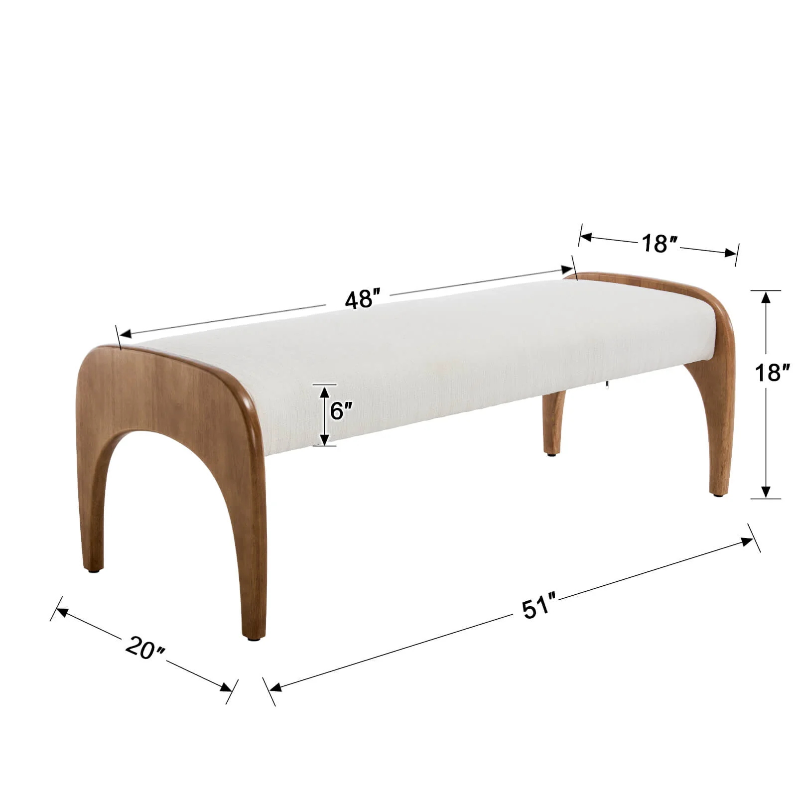 Wooden Frame Soft Bench - 2694BH - Image 5
