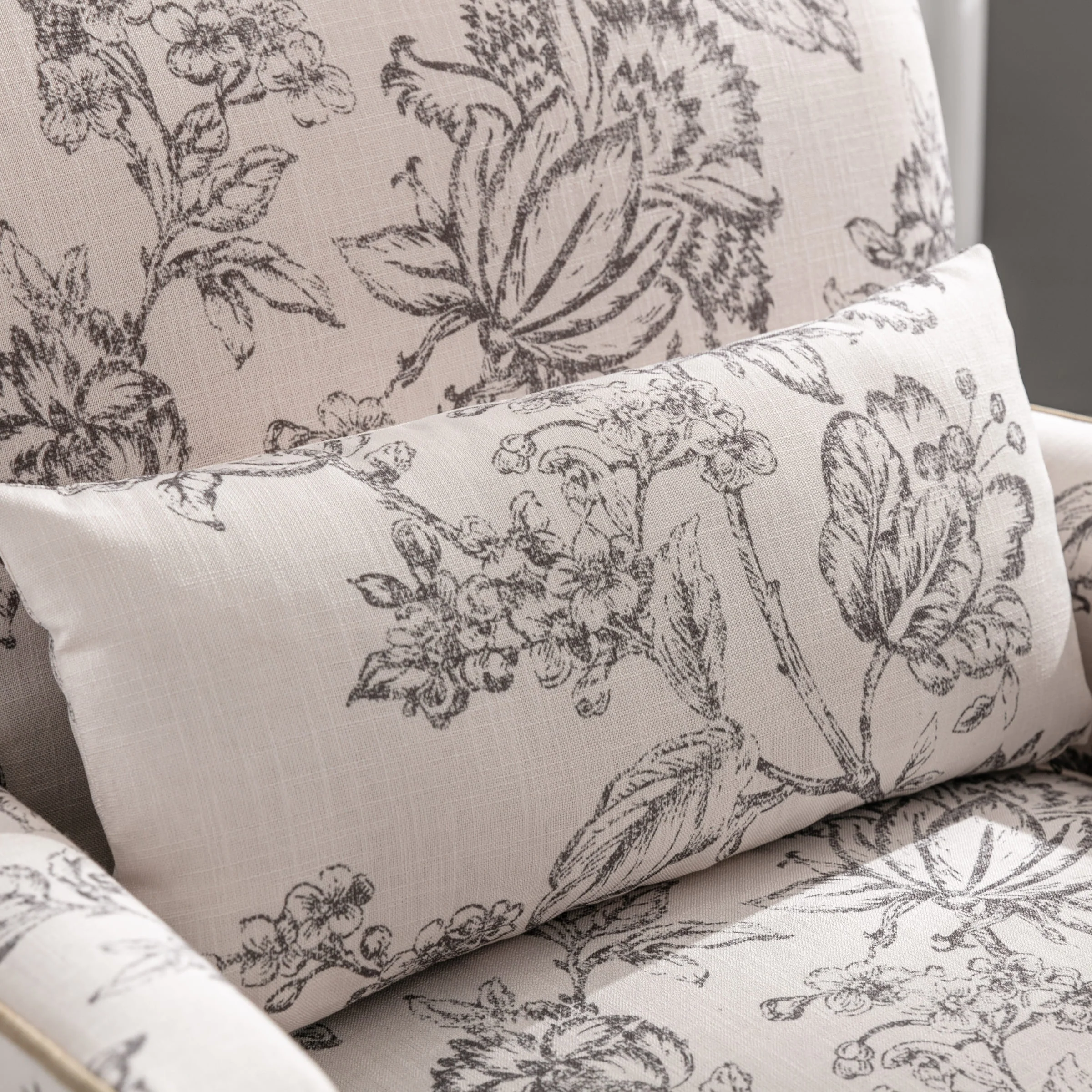 Mid Century Fabric Floral Armchair with Pillow - 8106AC - Image 14