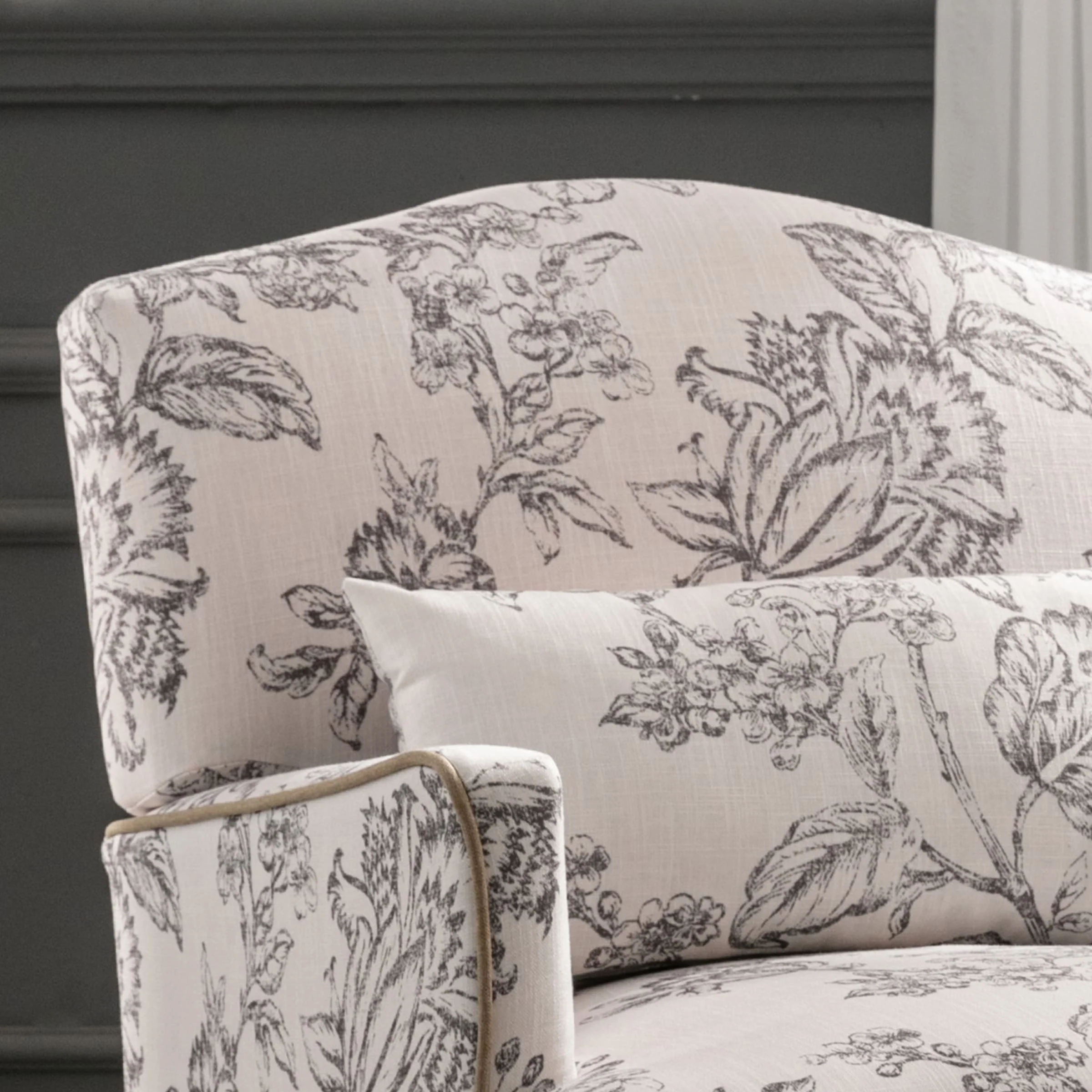 Mid Century Fabric Floral Armchair with Pillow - 8106AC - Image 15