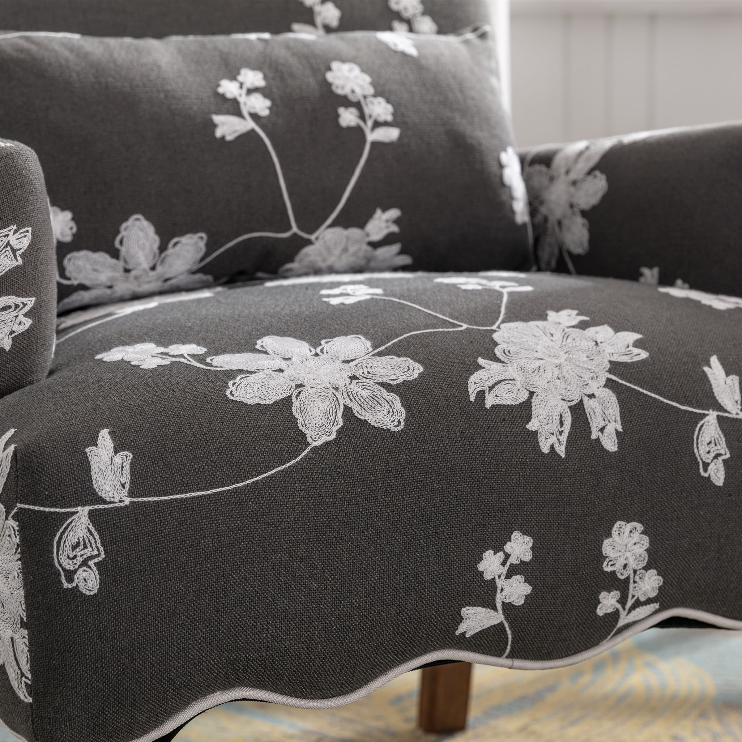 Mid Century Fabric Floral Armchair with Pillow - 8106AC - Image 21