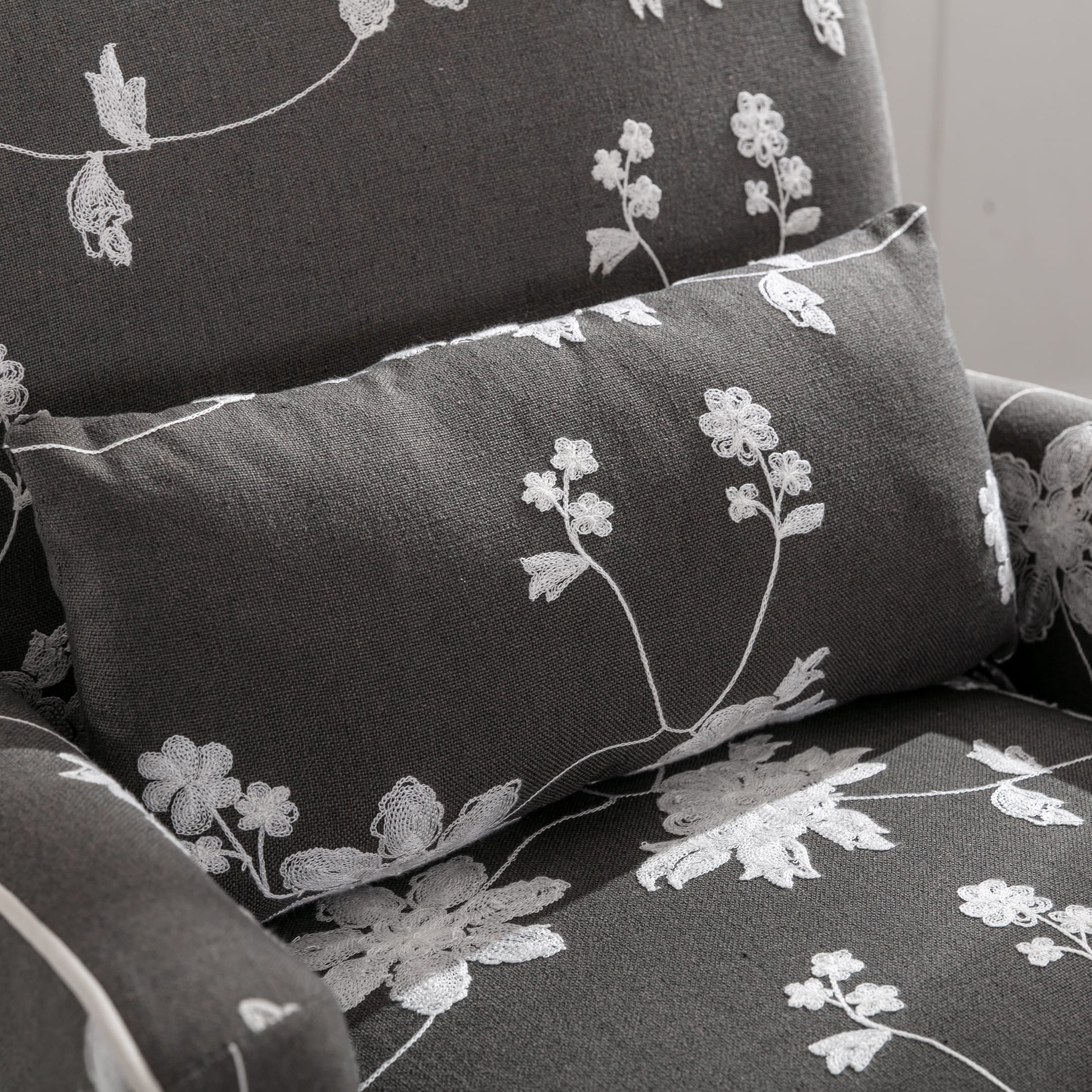 Mid Century Fabric Floral Armchair with Pillow - 8106AC - Image 22