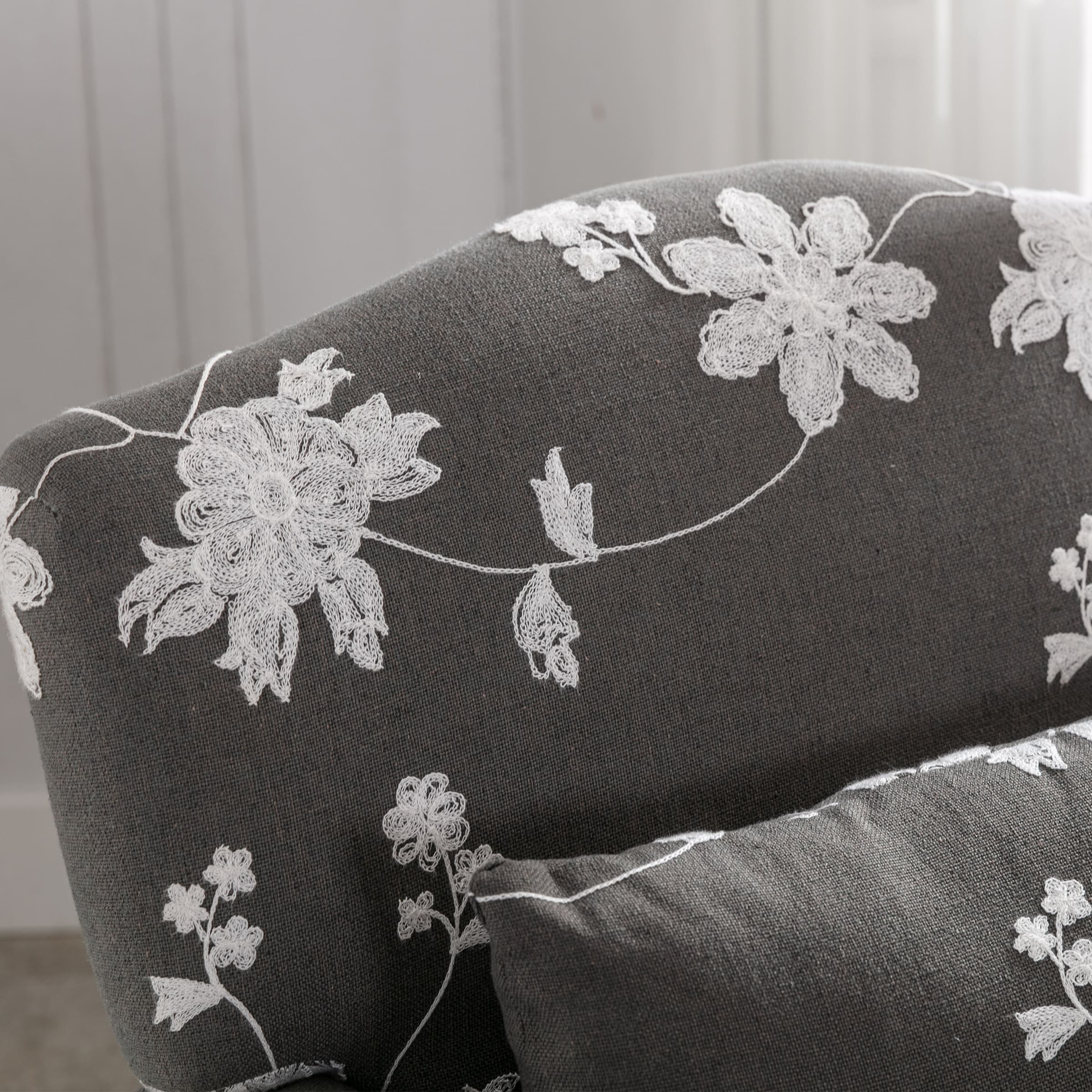 Mid Century Fabric Floral Armchair with Pillow - 8106AC - Image 23