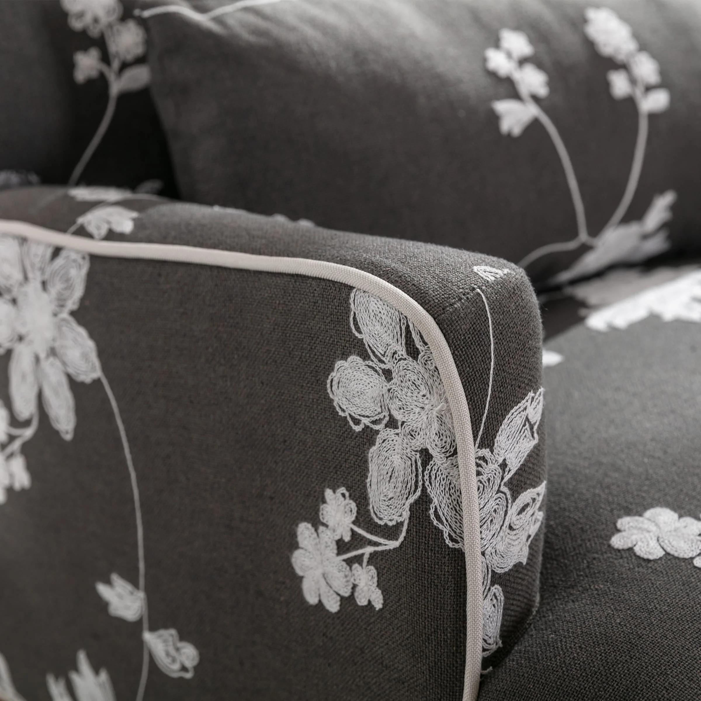 Mid Century Fabric Floral Armchair with Pillow - 8106AC - Image 24