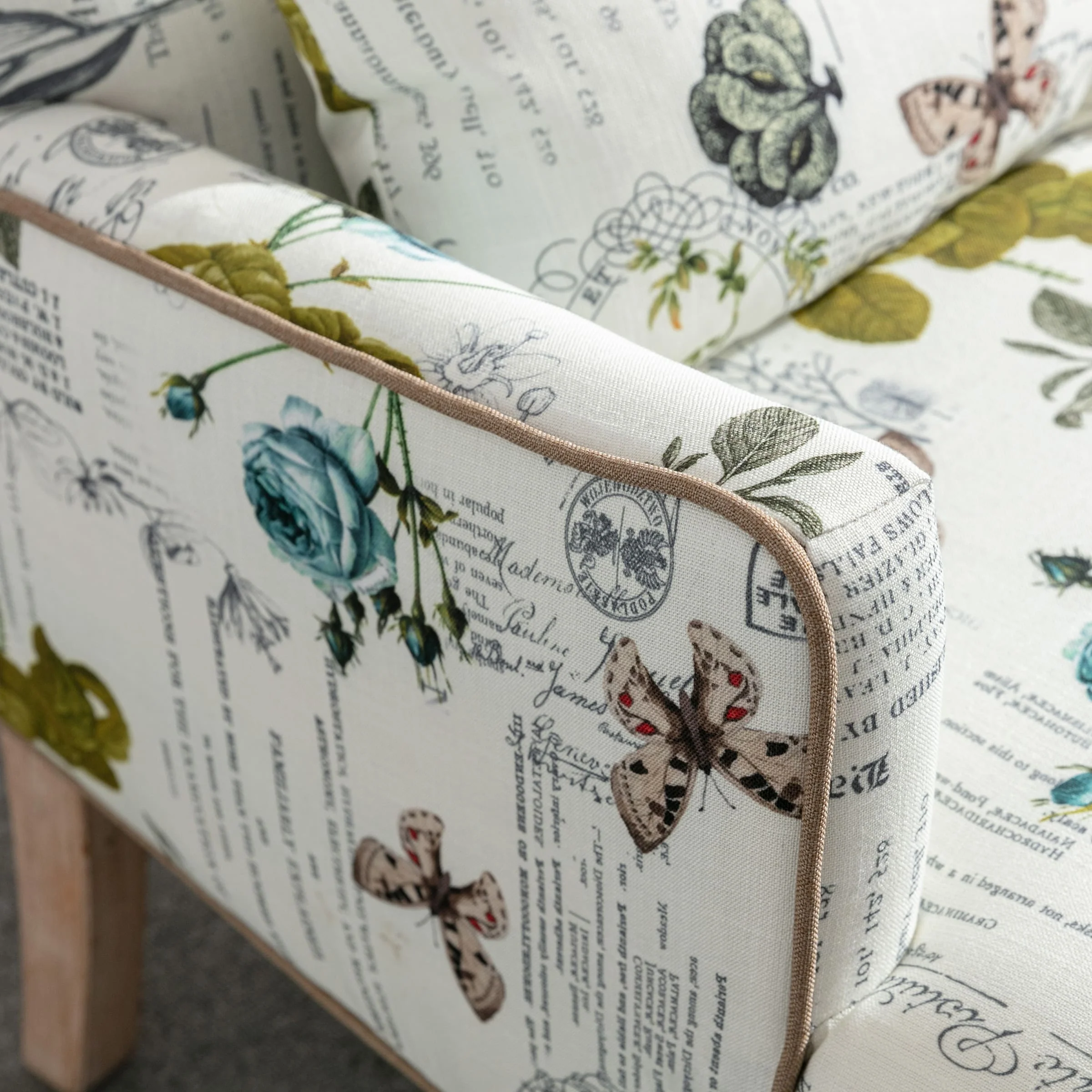 Mid Century Fabric Floral Armchair with Pillow - 8106AC - Image 8