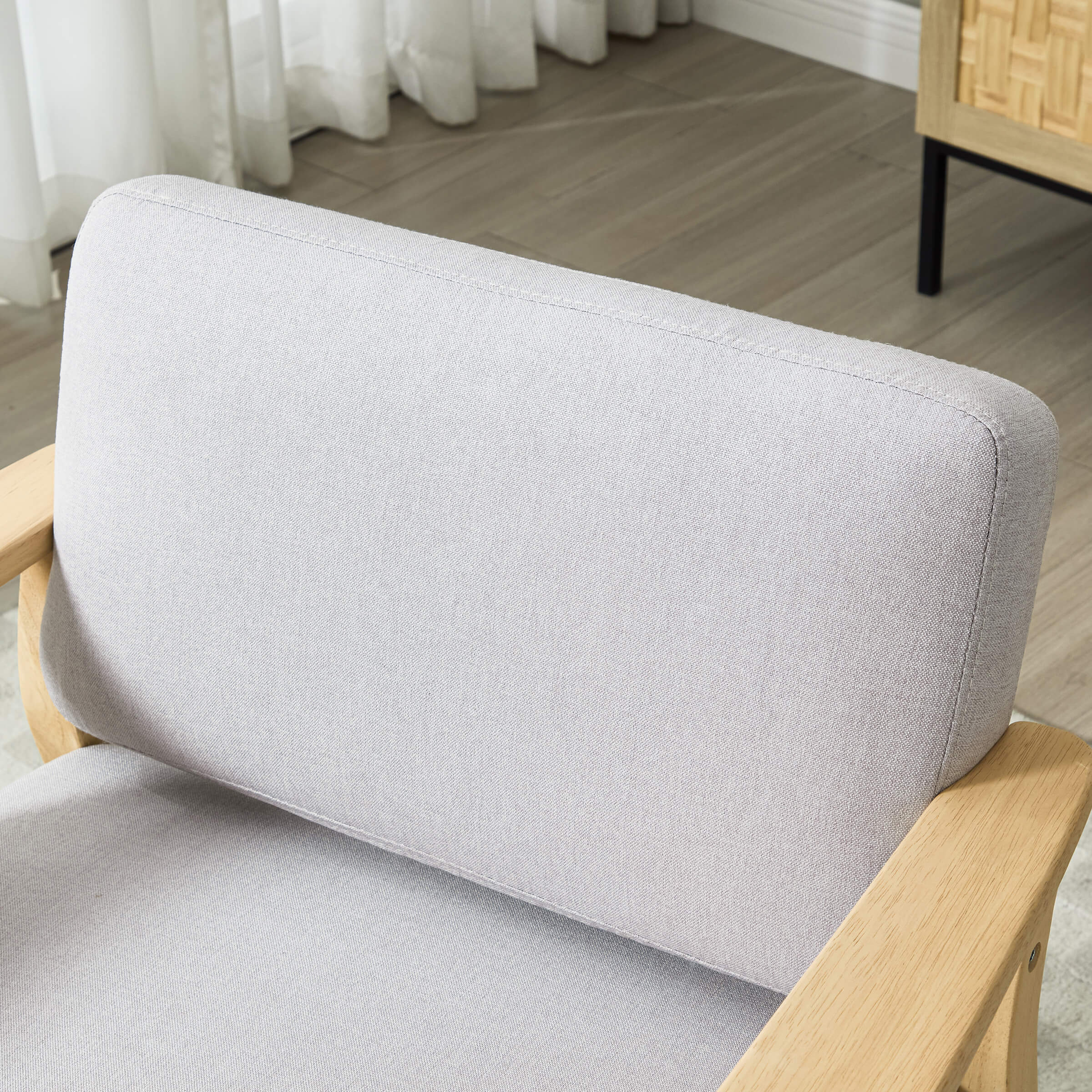 Mid Century Accent Chair with Rattan Armchair - 555AC - Image 12