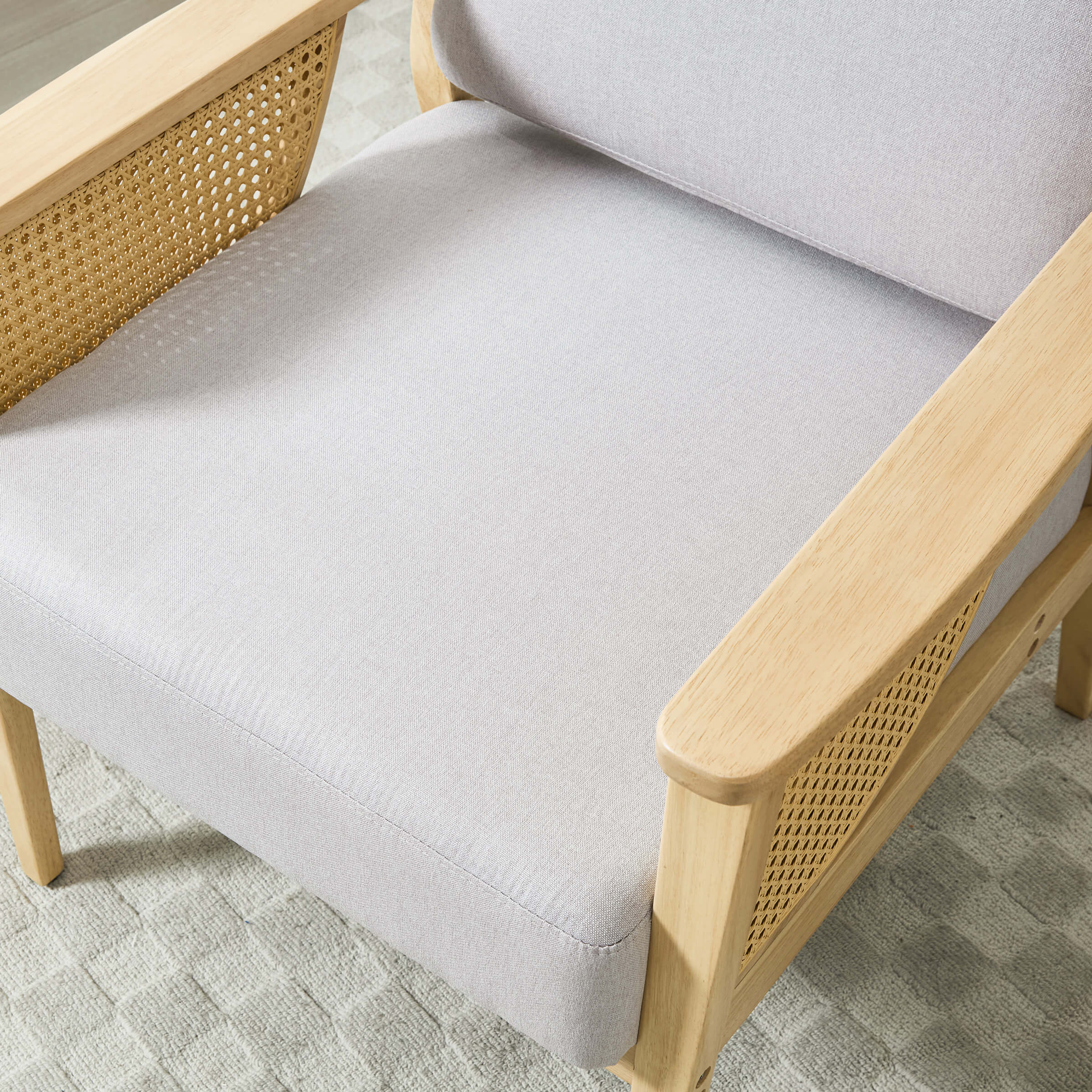 Mid Century Accent Chair with Rattan Armchair - 555AC - Image 14