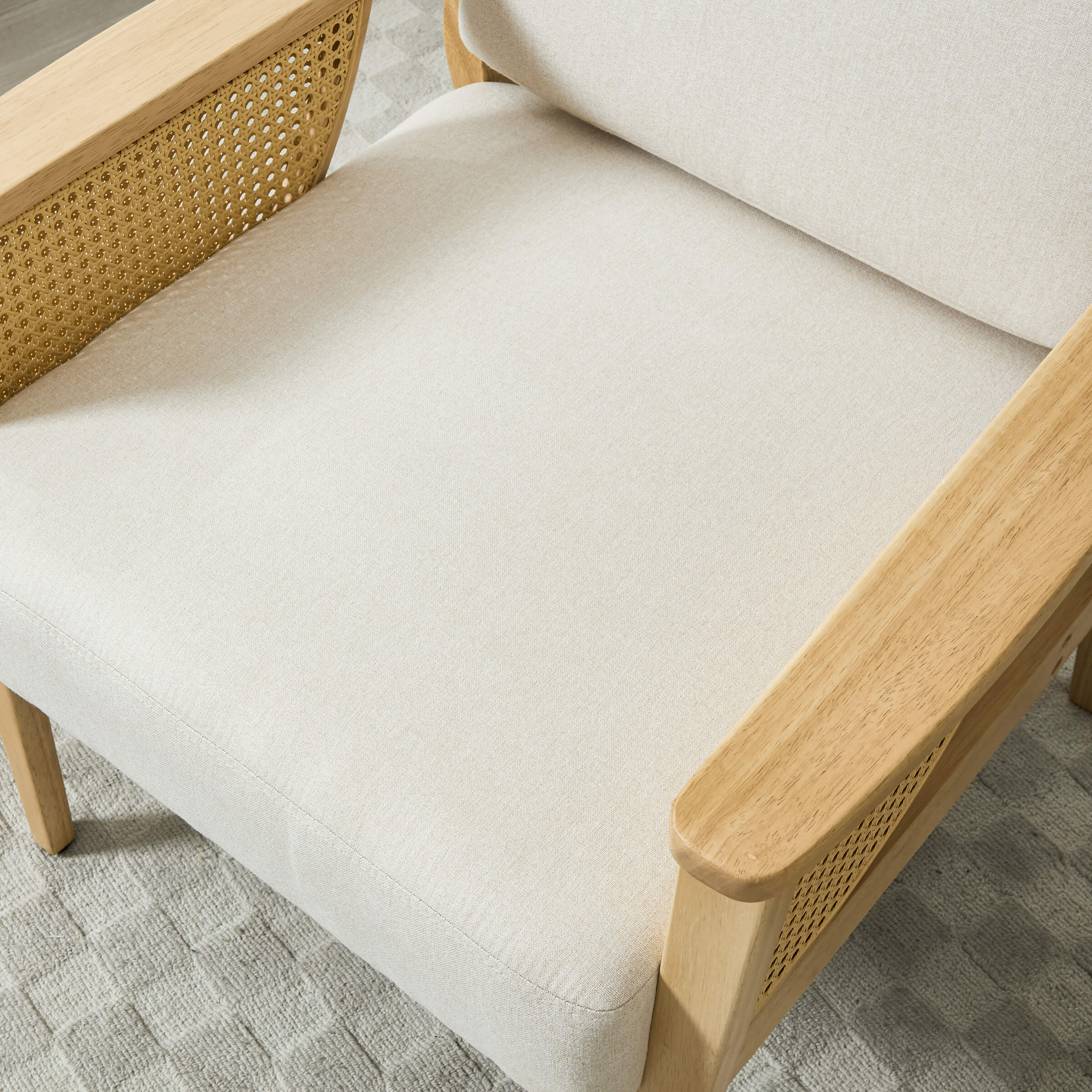 Mid Century Accent Chair with Rattan Armchair - 555AC - Image 5