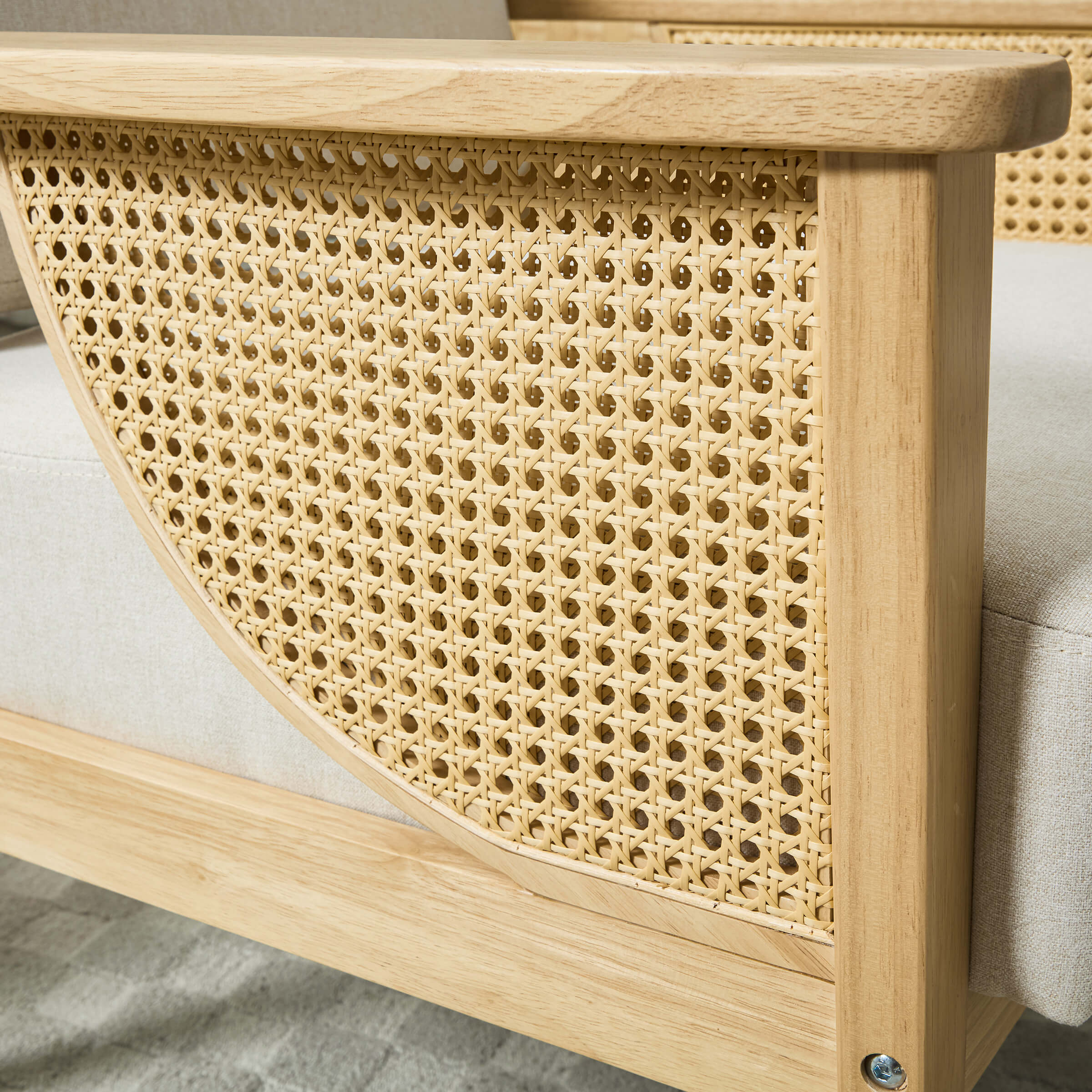 Mid Century Accent Chair with Rattan Armchair - 555AC - Image 7