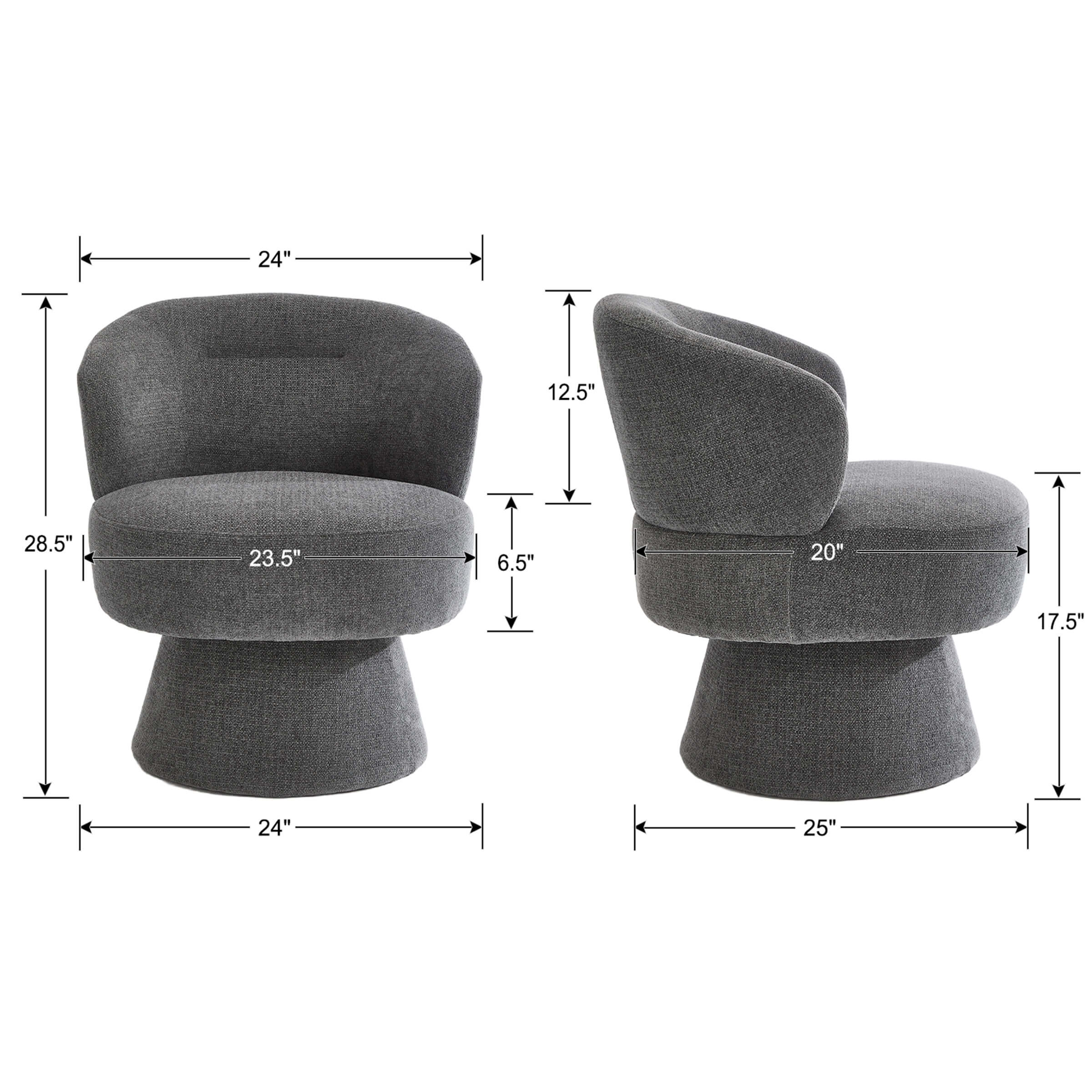 Modern Swivel Accent Chenille Armchair - 9918AC - Image 12