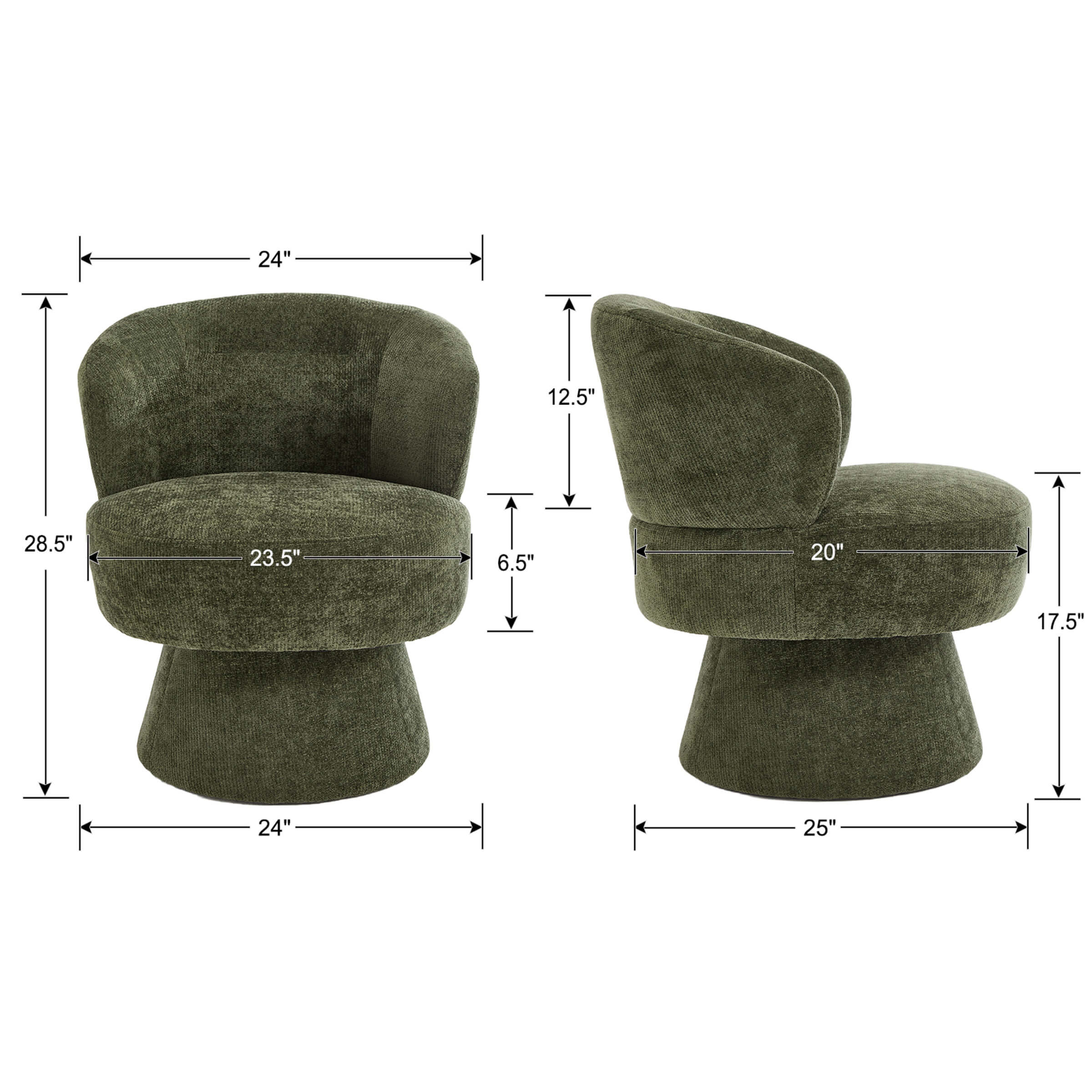 Modern Swivel Accent Chenille Armchair - 9918AC - Image 18