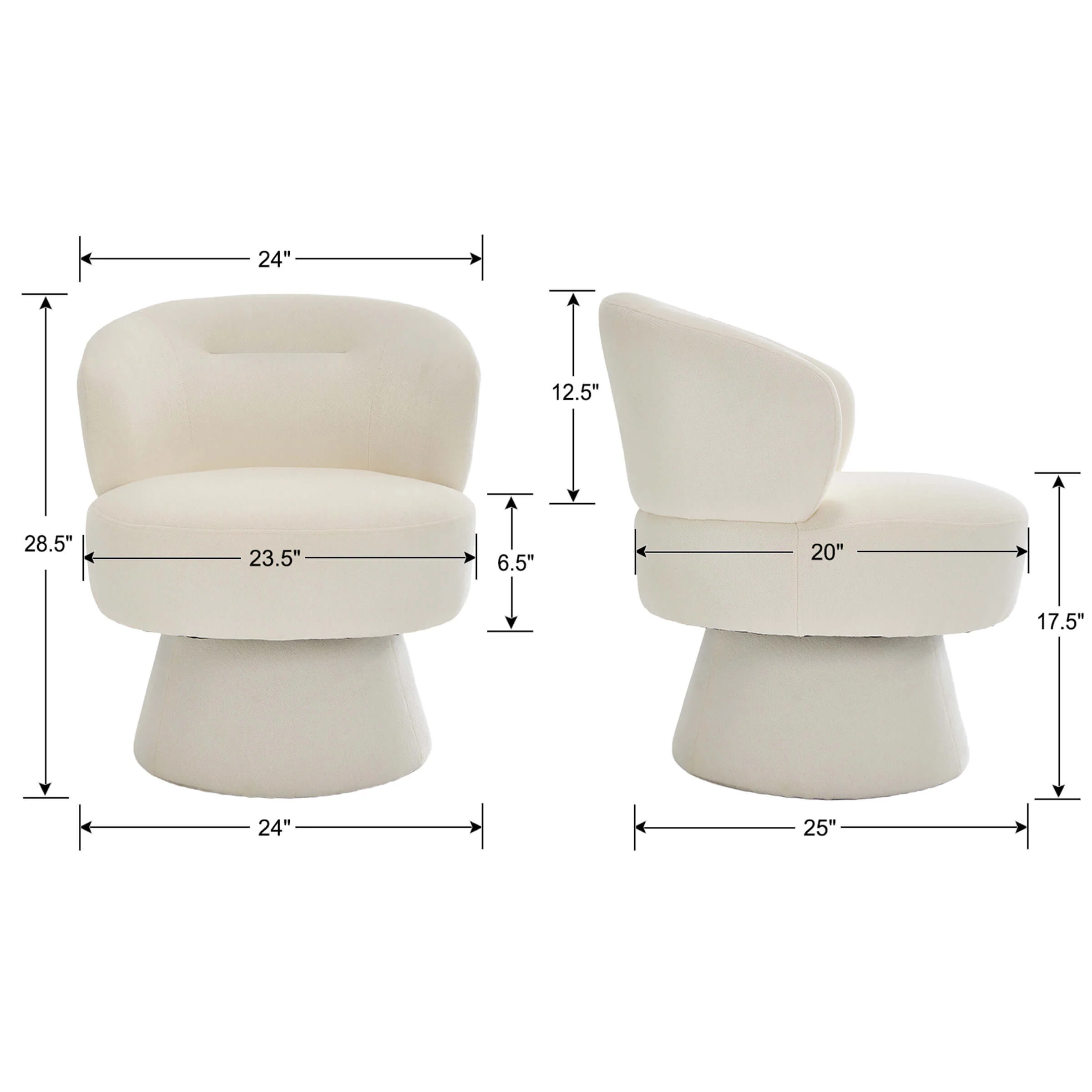 Modern Swivel Accent Chenille Armchair - 9918AC - Image 6