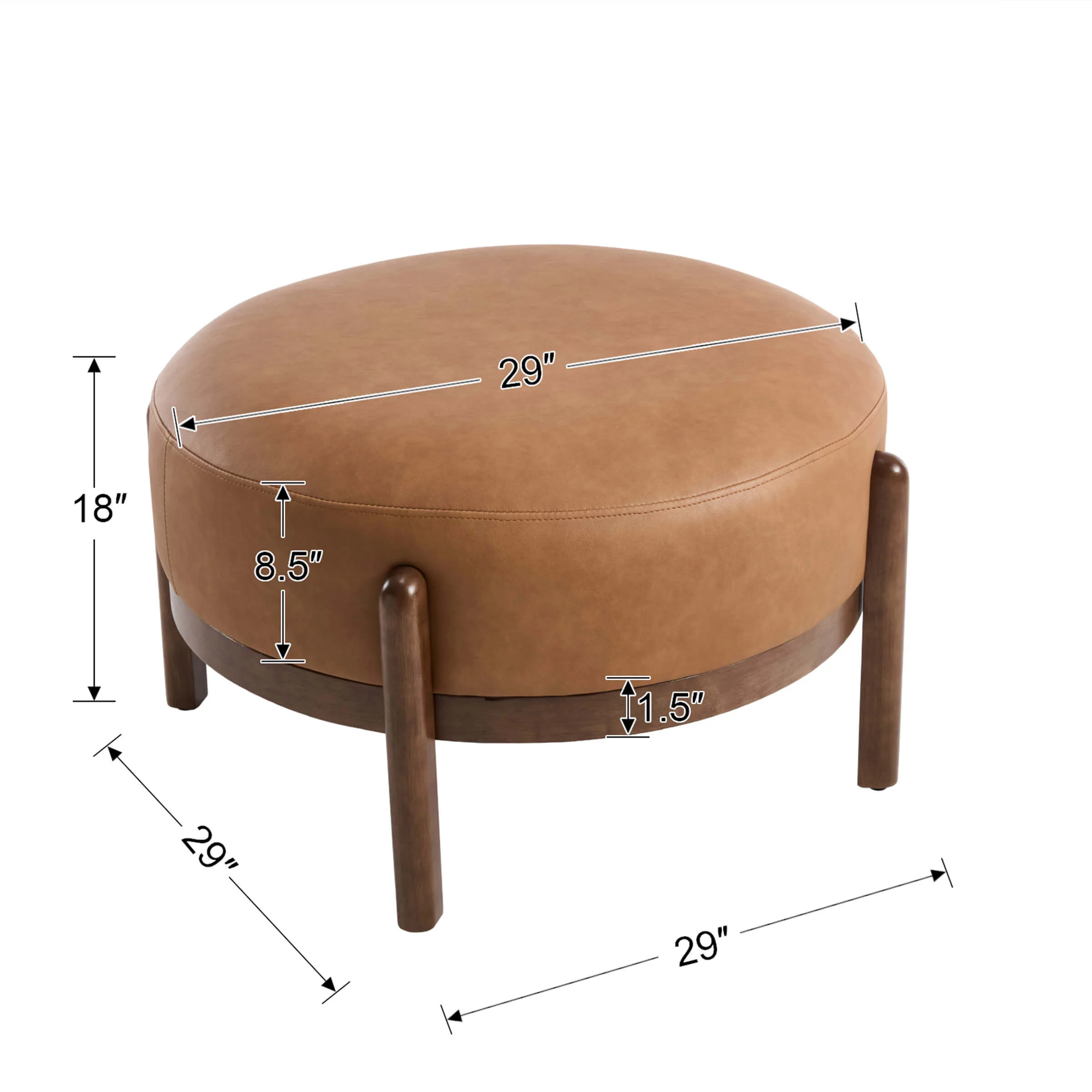 Modern Soft Ottoman with Wood Legs - 2673OT - Image 10