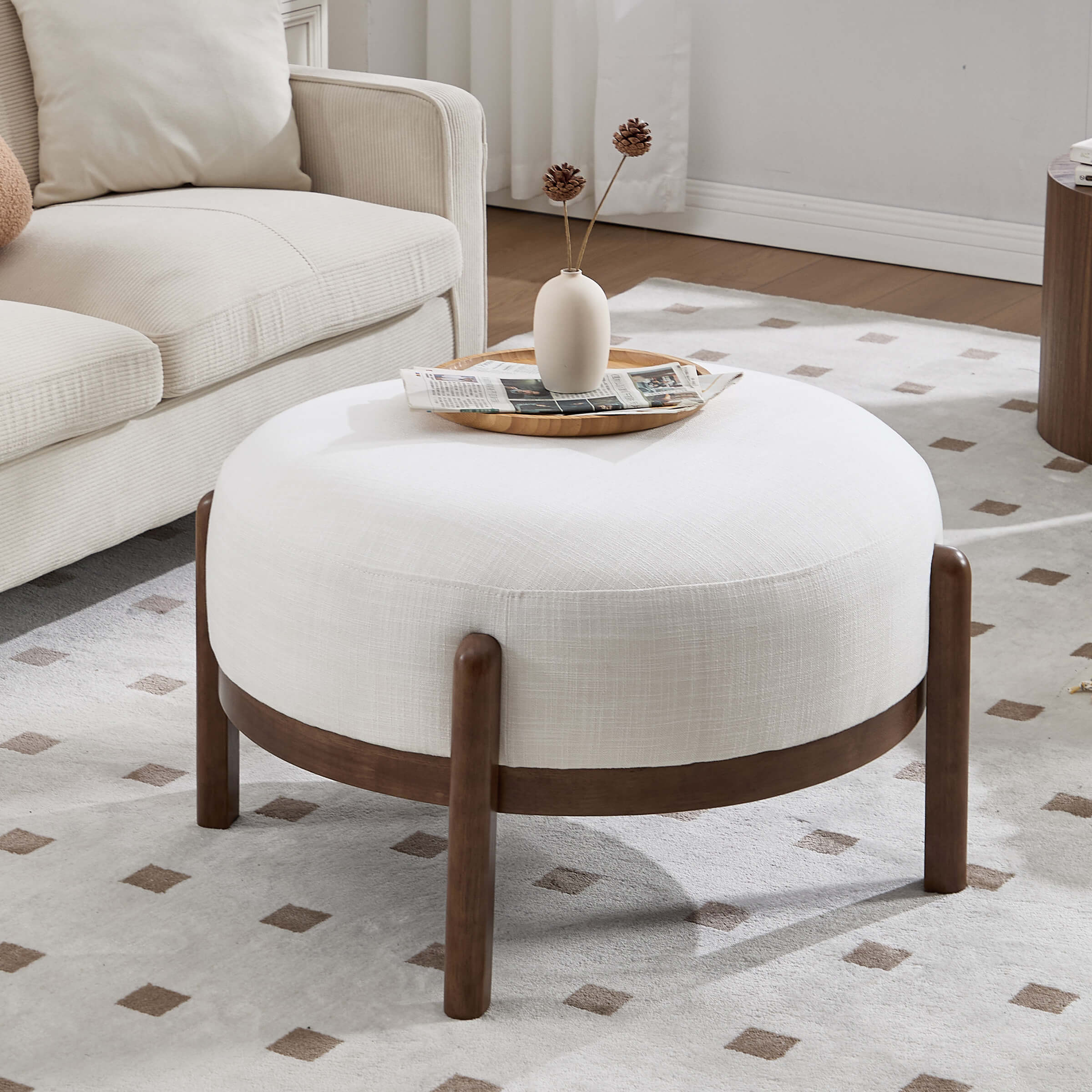 Modern Soft Ottoman with Wood Legs - 2673OT - Image 11