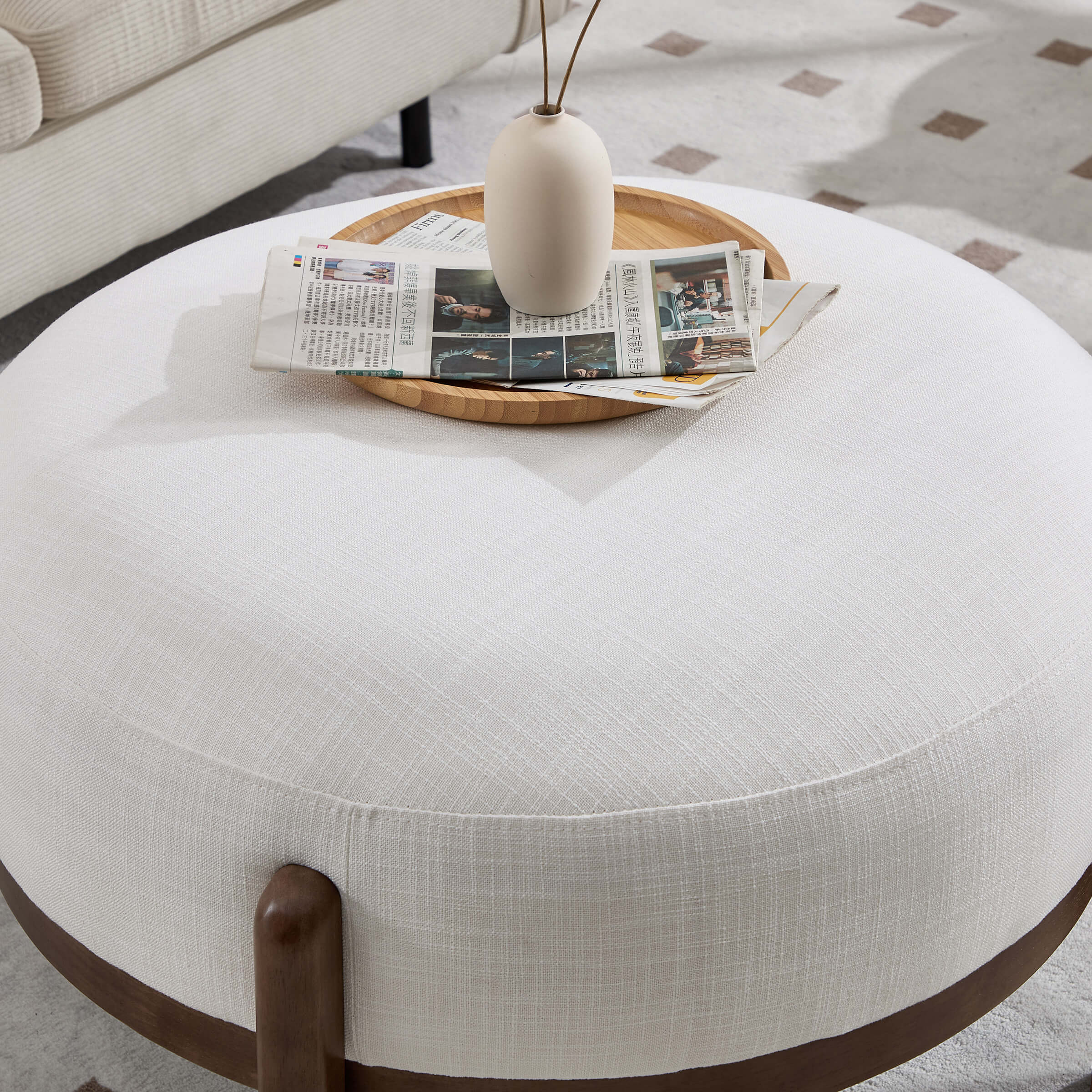 Modern Soft Ottoman with Wood Legs - 2673OT - Image 13