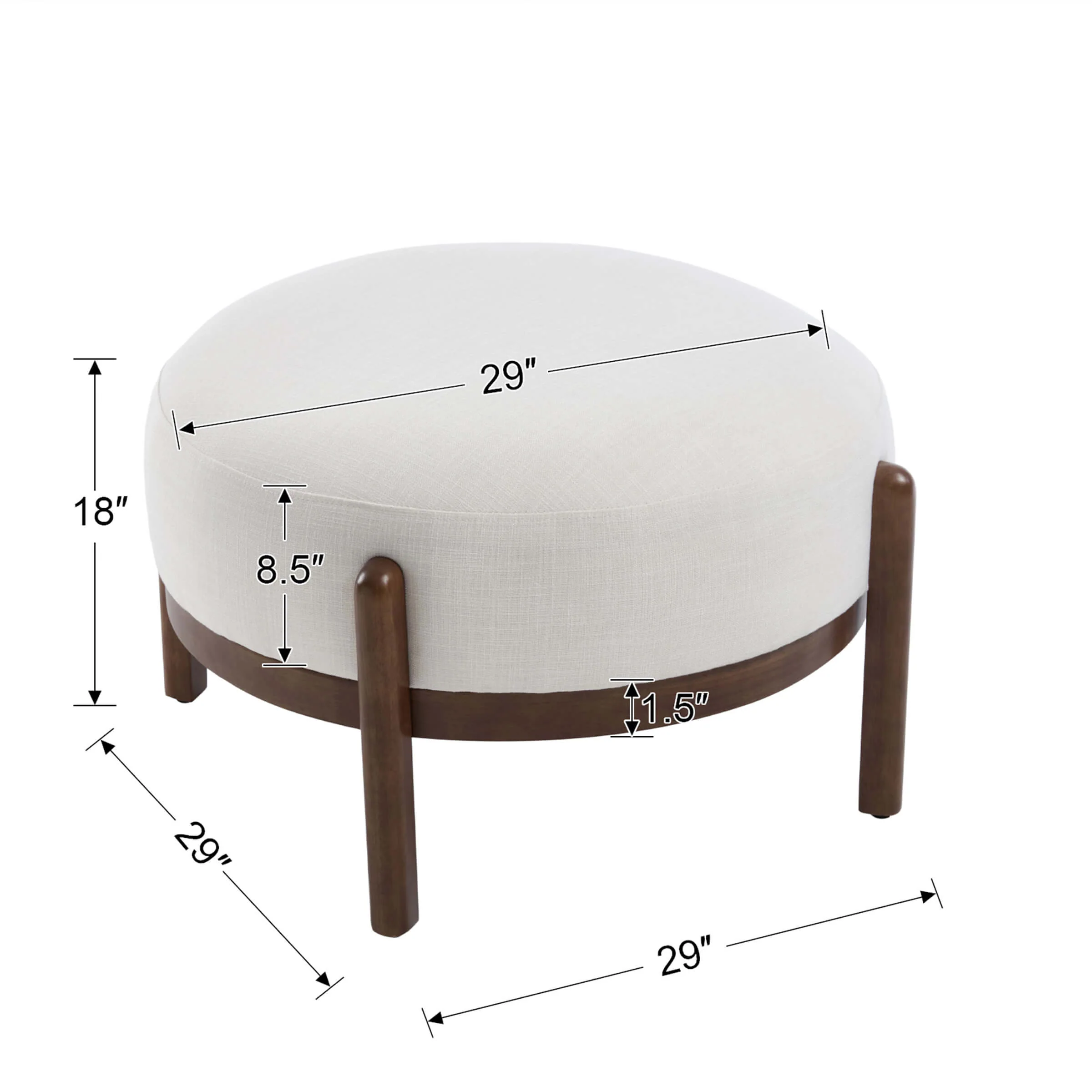 Modern Soft Ottoman with Wood Legs - 2673OT - Image 15