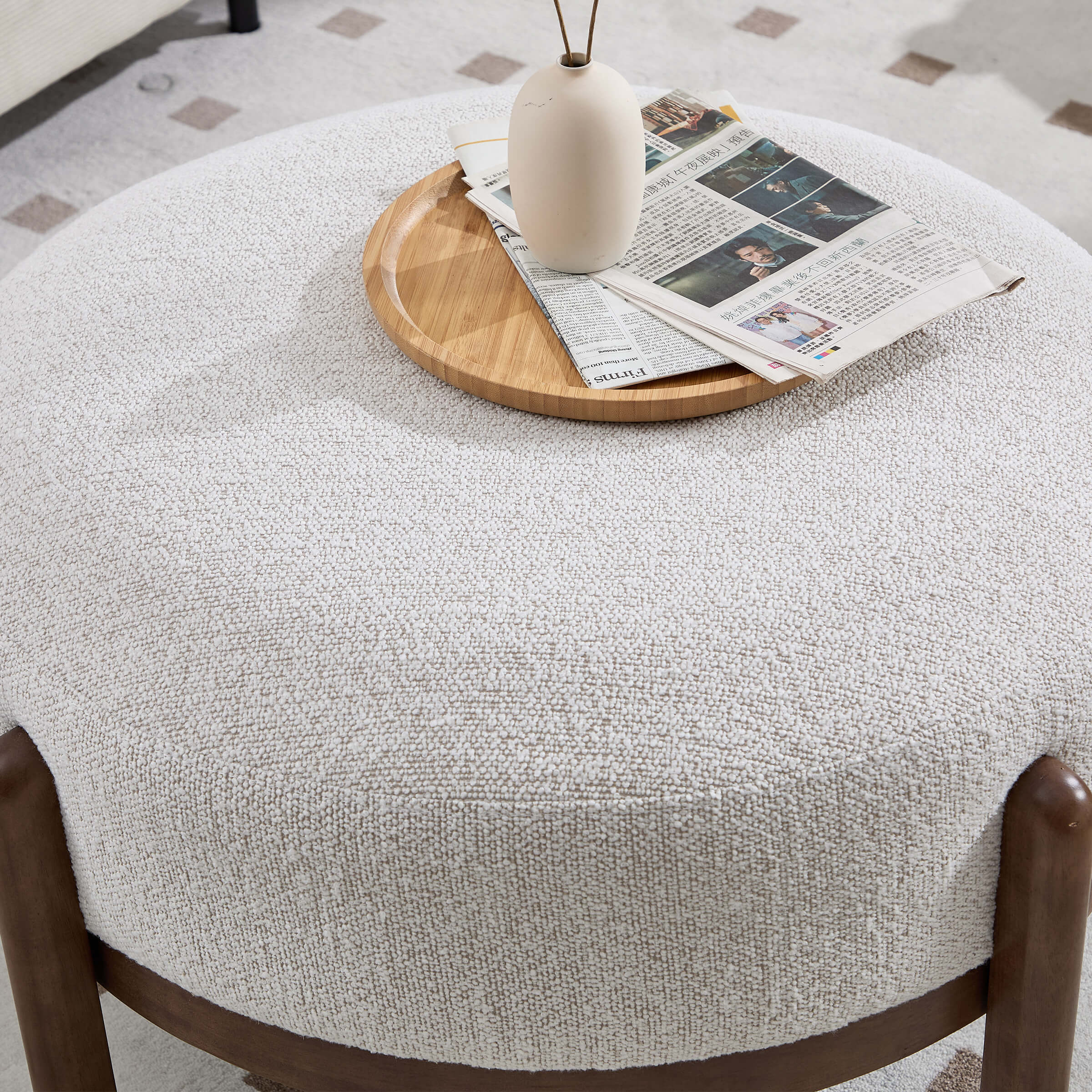 Modern Soft Ottoman with Wood Legs - 2673OT - Image 3