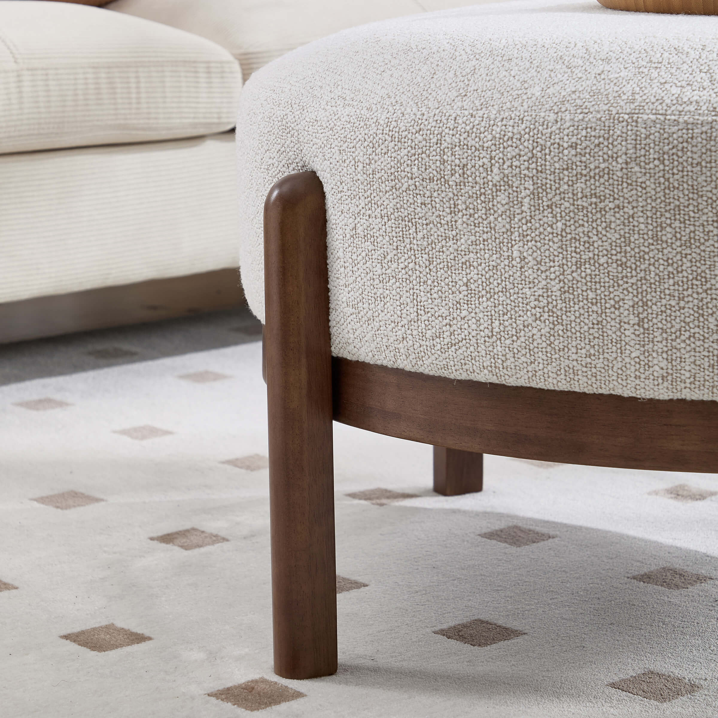 Modern Soft Ottoman with Wood Legs - 2673OT - Image 4
