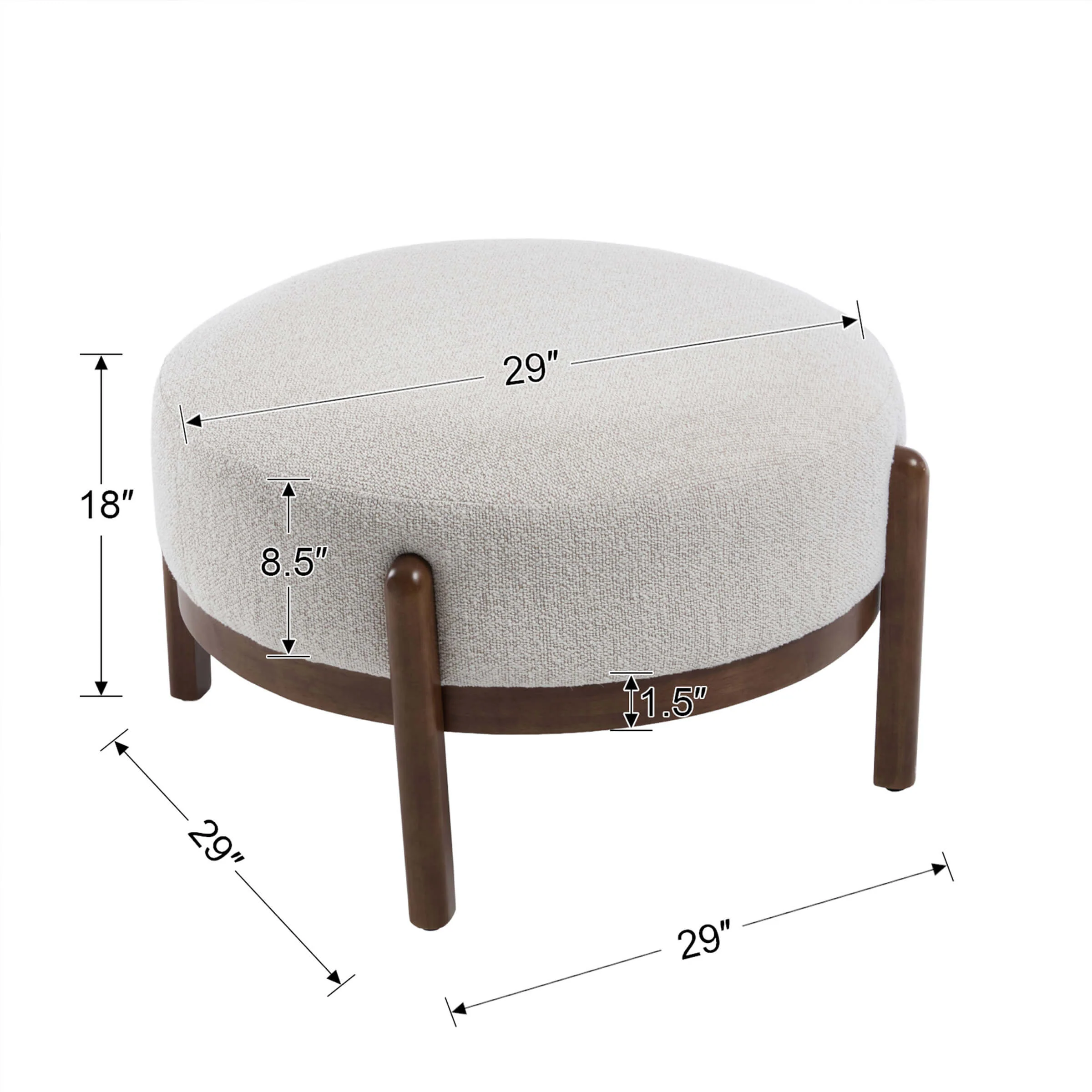 Modern Soft Ottoman with Wood Legs - 2673OT - Image 5