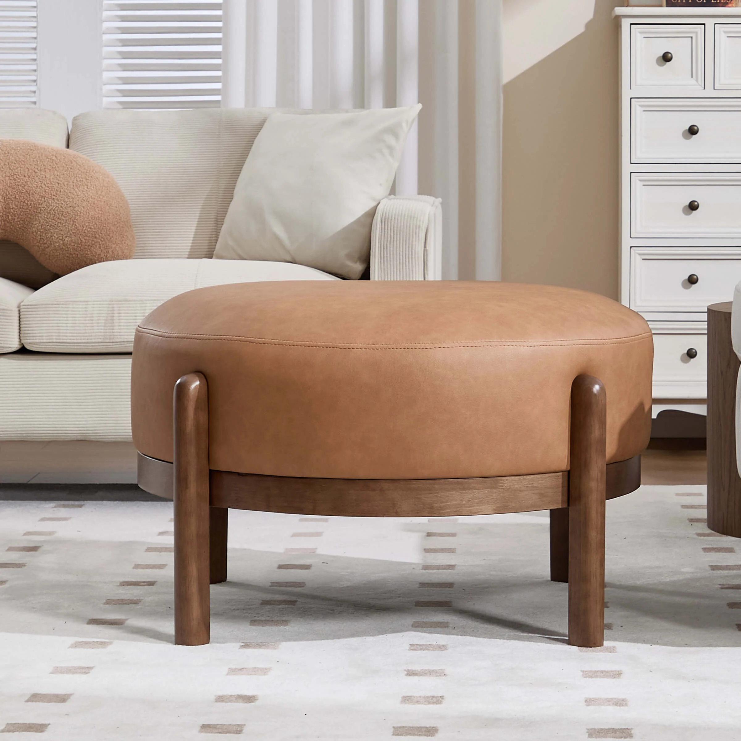 Modern Soft Ottoman with Wood Legs - 2673OT - Image 7