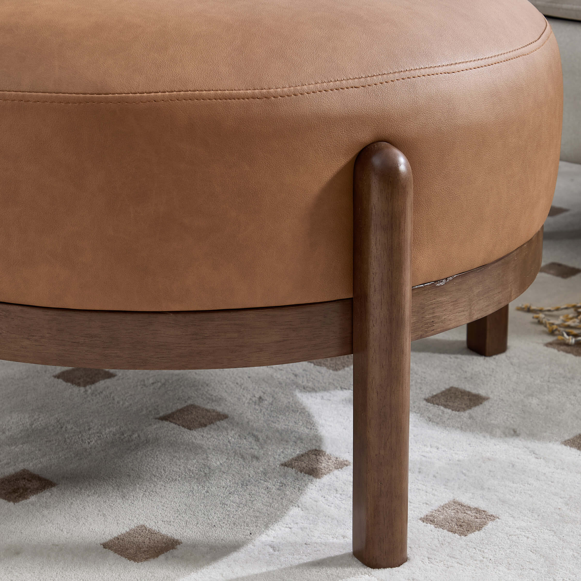 Modern Soft Ottoman with Wood Legs - 2673OT - Image 9