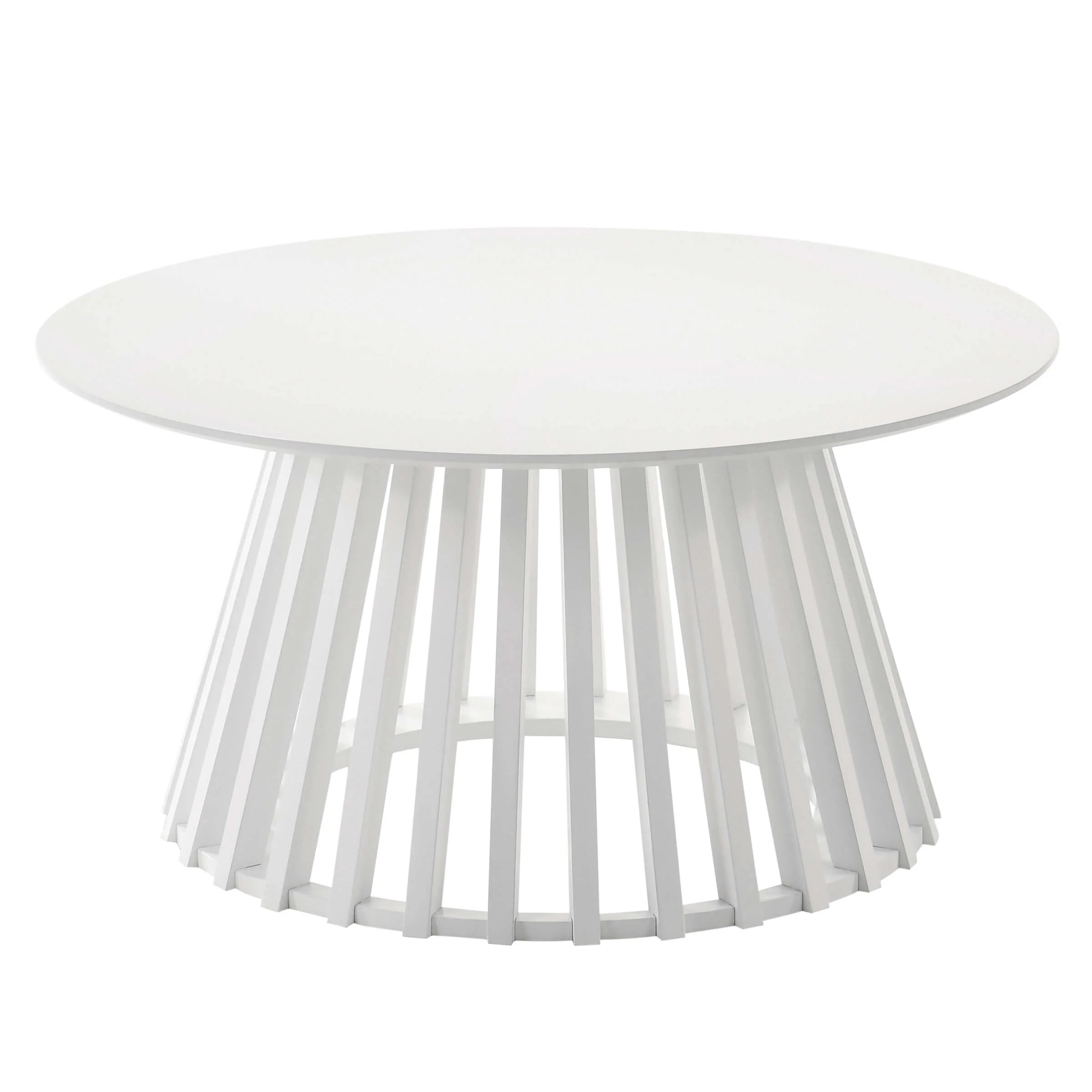 Solid Wood Round Coffee Table with Geometric Base - 50004CT - Image 10