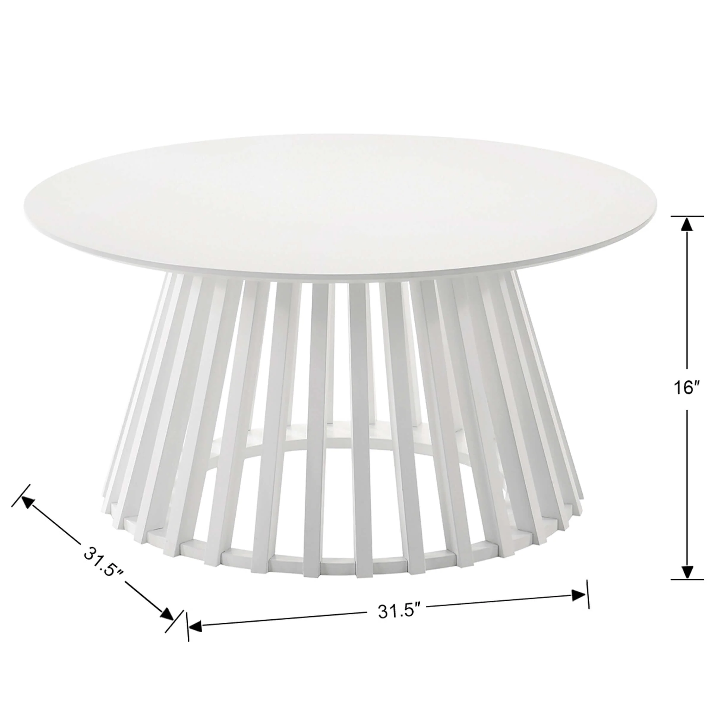 Solid Wood Round Coffee Table with Geometric Base - 50004CT - Image 13