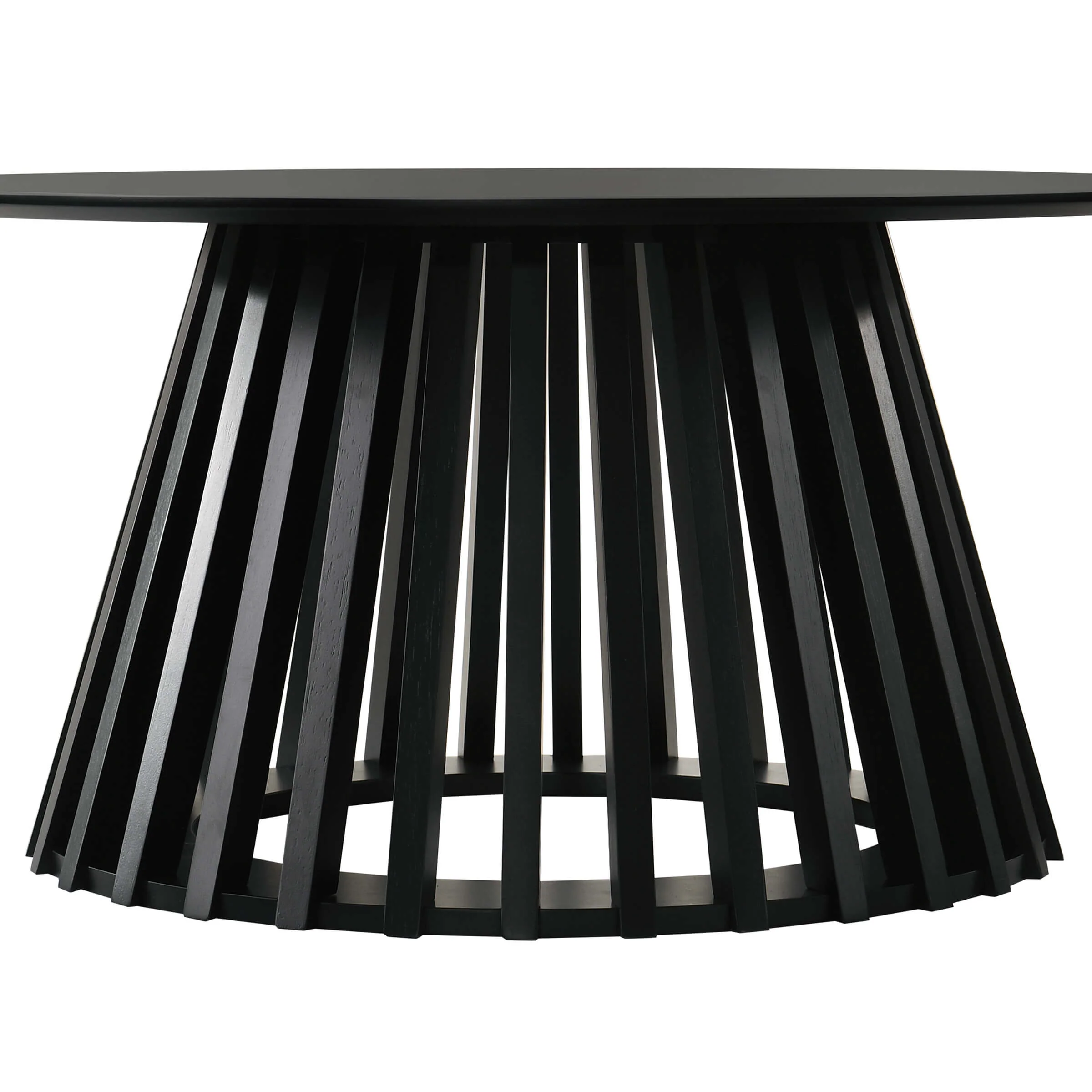 Solid Wood Round Coffee Table with Geometric Base - 50004CT - Image 2