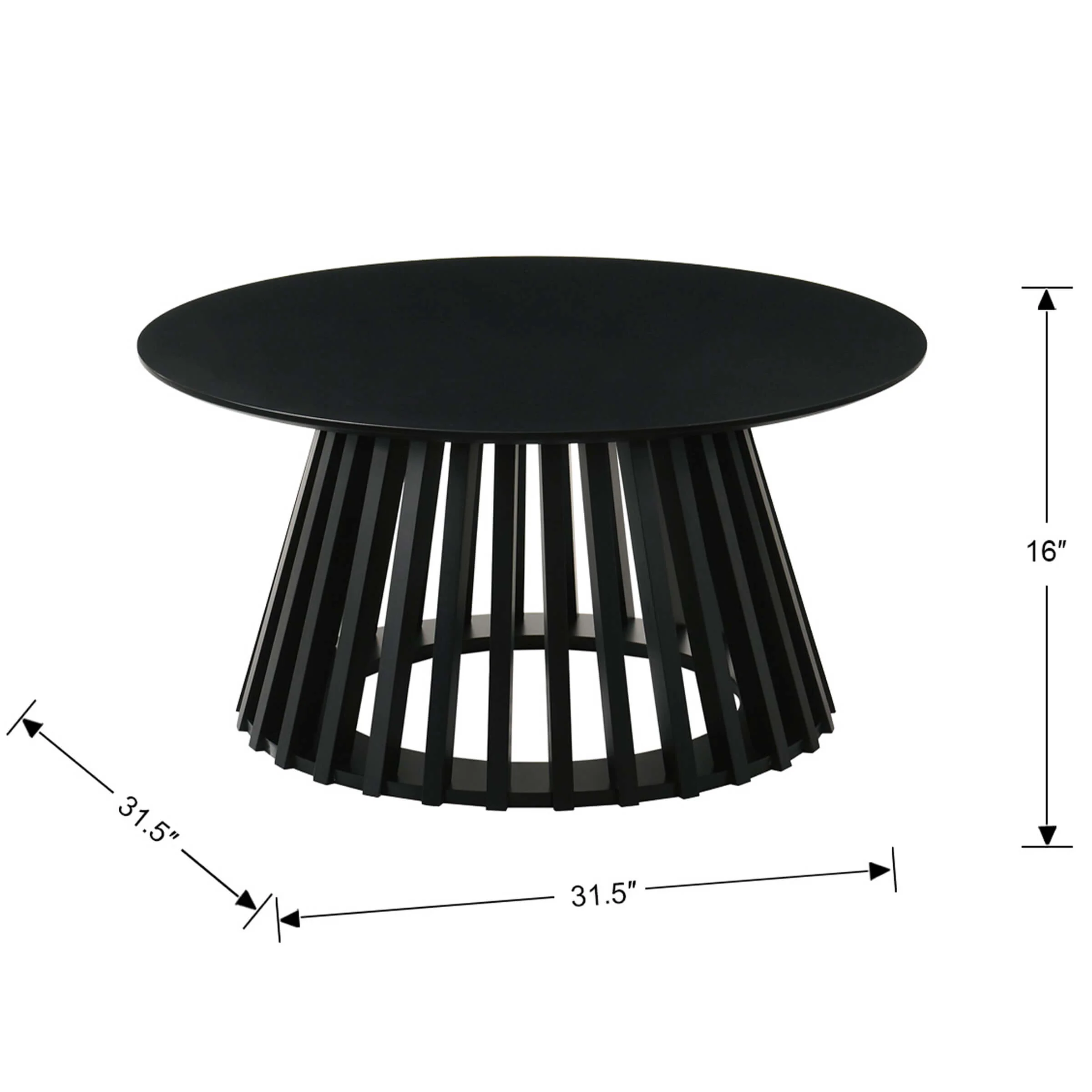 Solid Wood Round Coffee Table with Geometric Base - 50004CT - Image 4