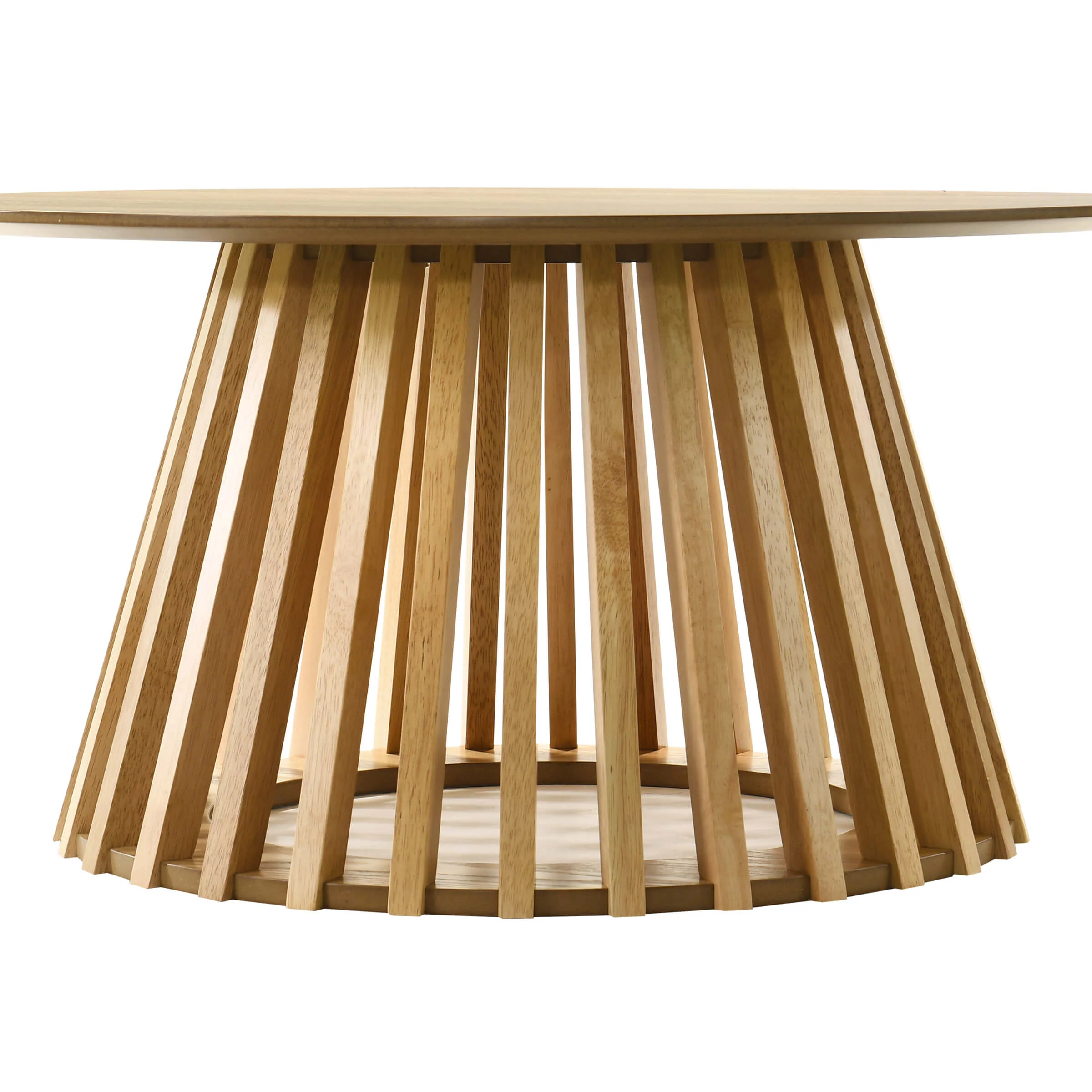 Solid Wood Round Coffee Table with Geometric Base - 50004CT - Image 6