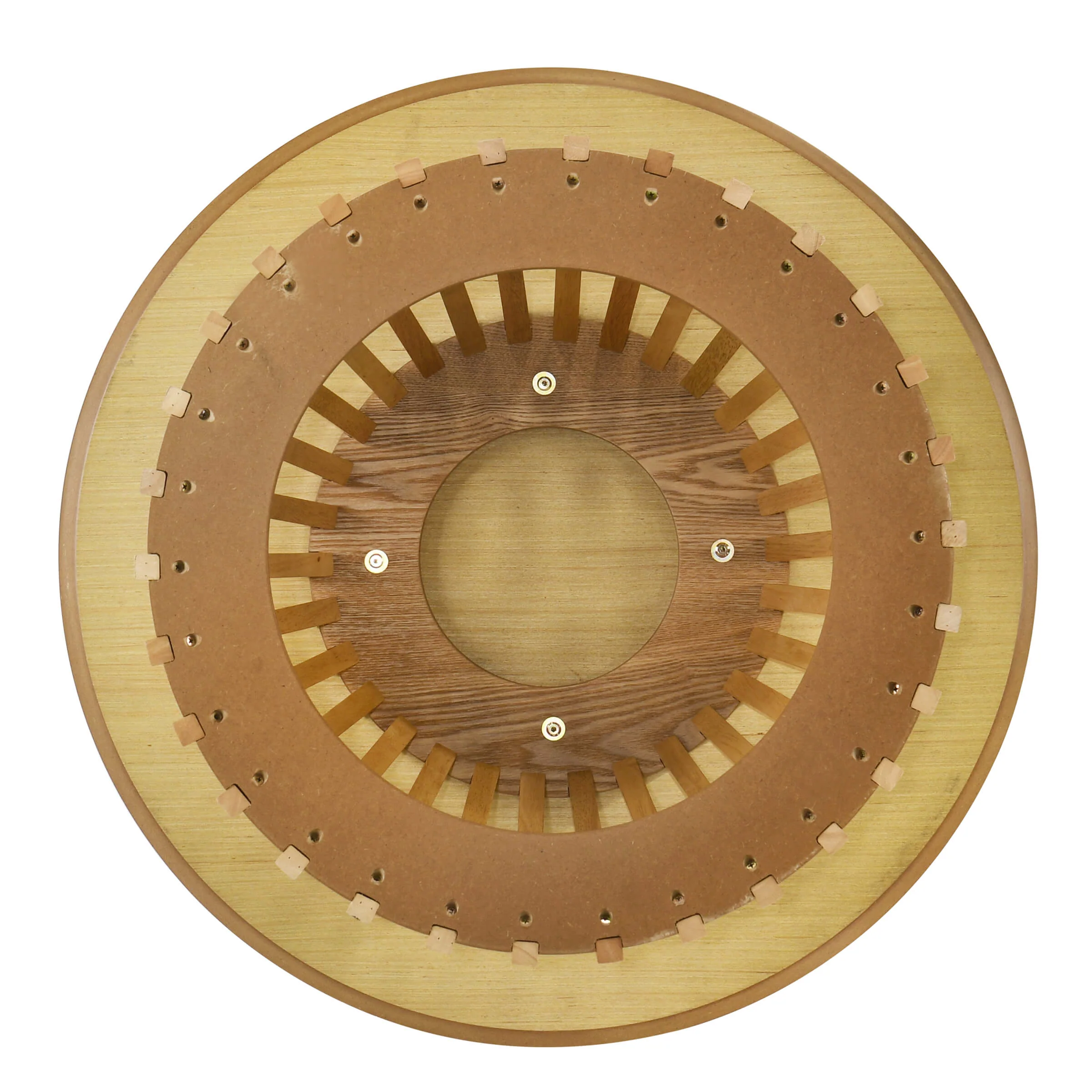 Solid Wood Round Coffee Table with Geometric Base - 50004CT - Image 8