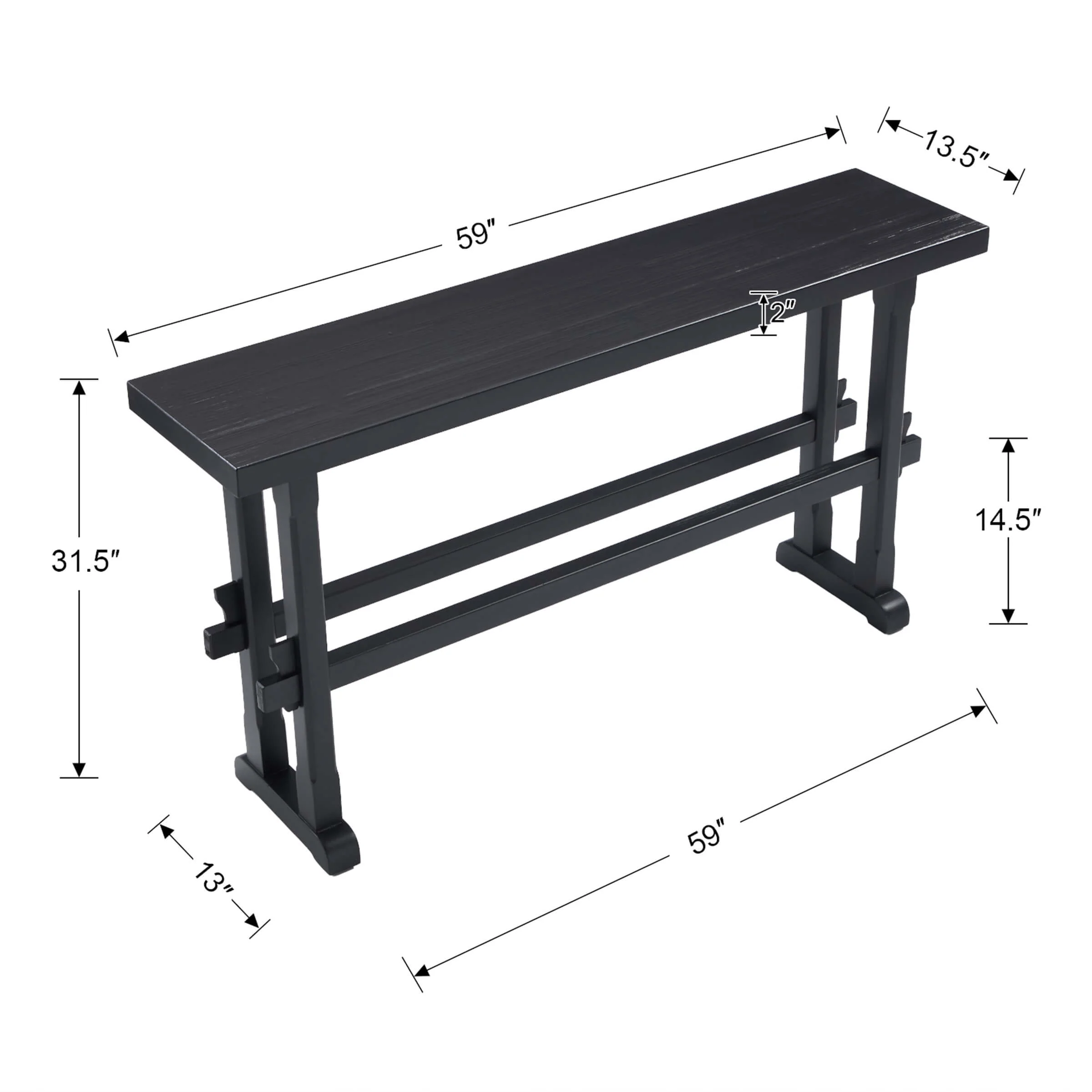 59" Farmhouse Narrow Entryway Table - 22646ET - Image 18