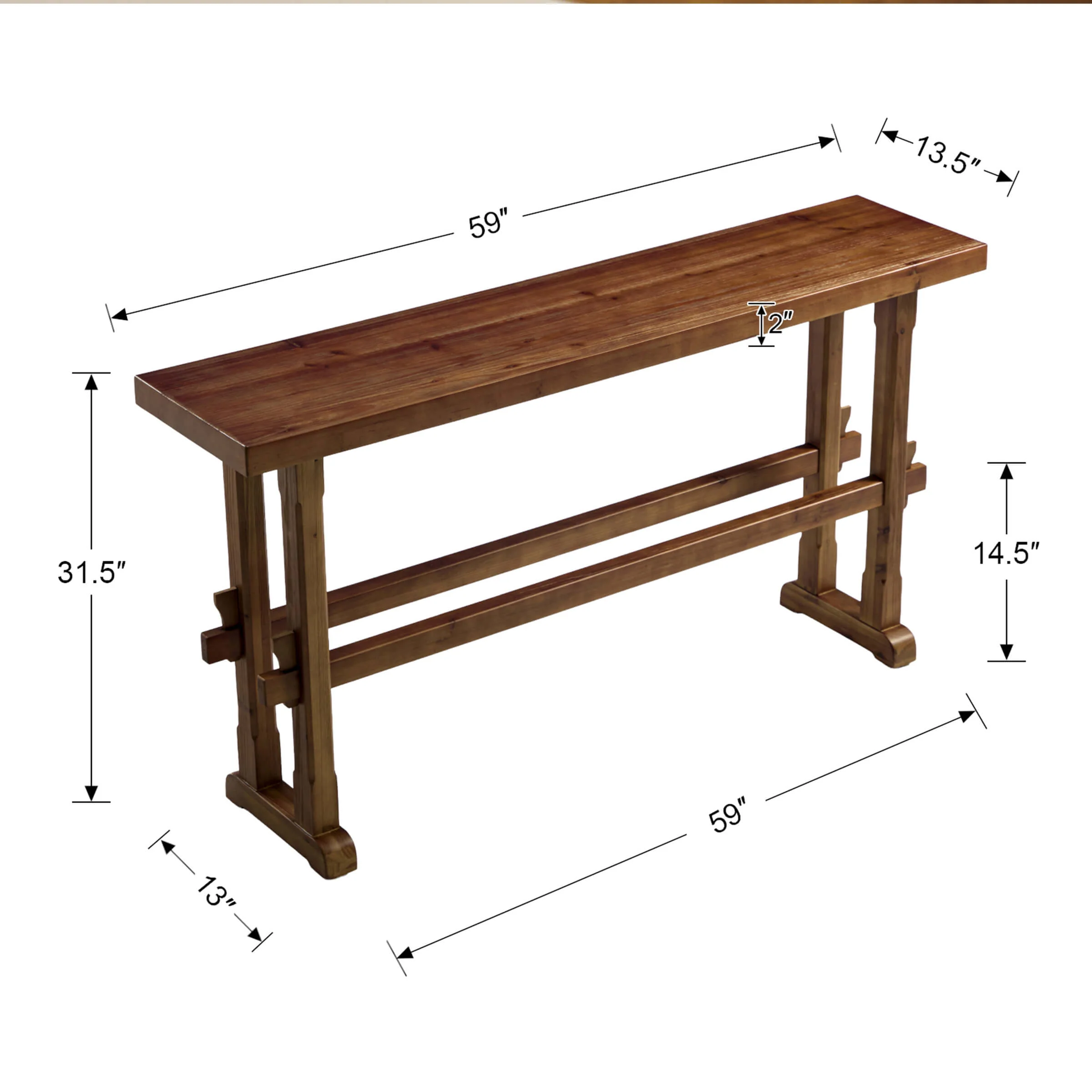59" Farmhouse Narrow Entryway Table - 22646ET - Image 7