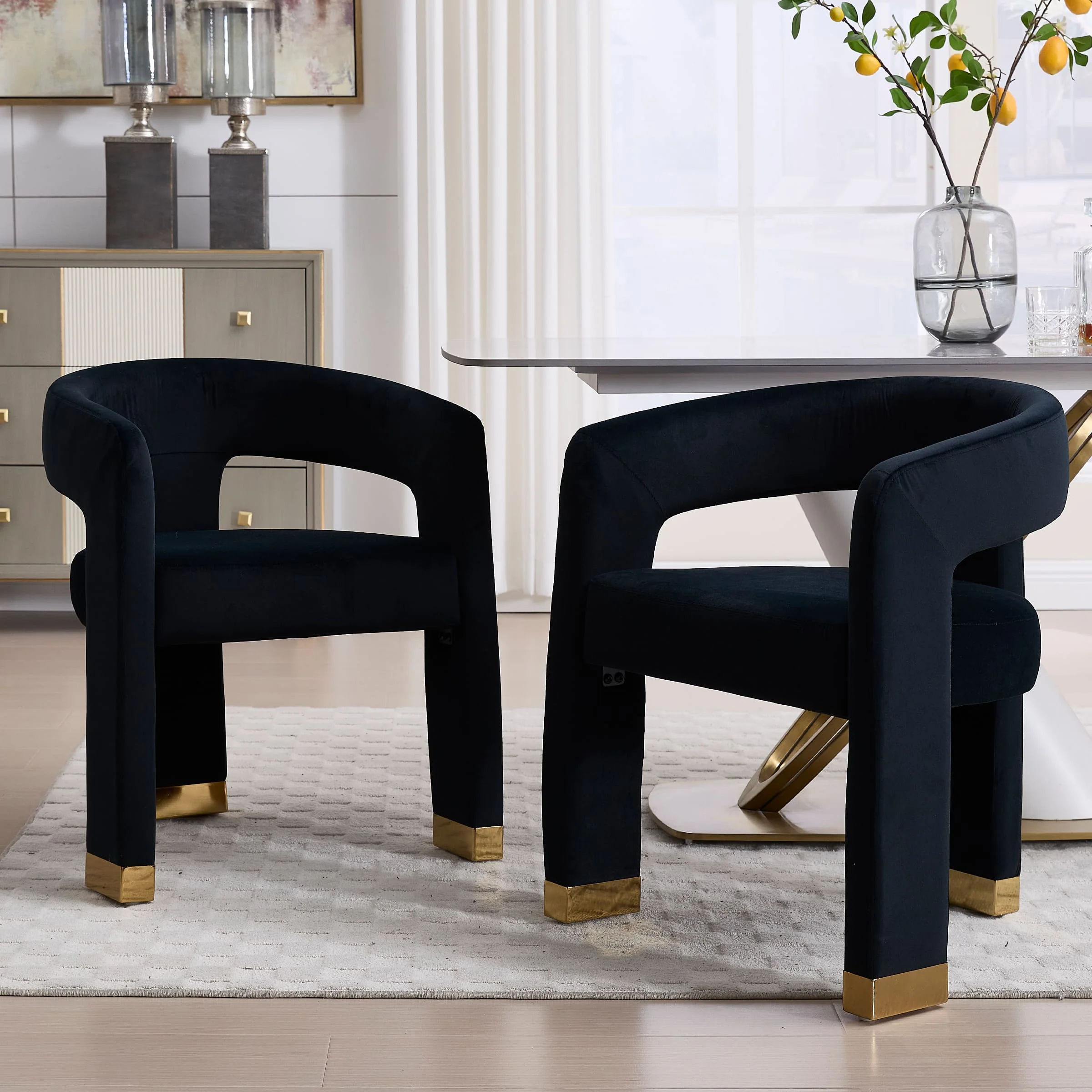 Open-Back Velvet Barrel Dining Chair 1 PCS - 5202DC - Image 10