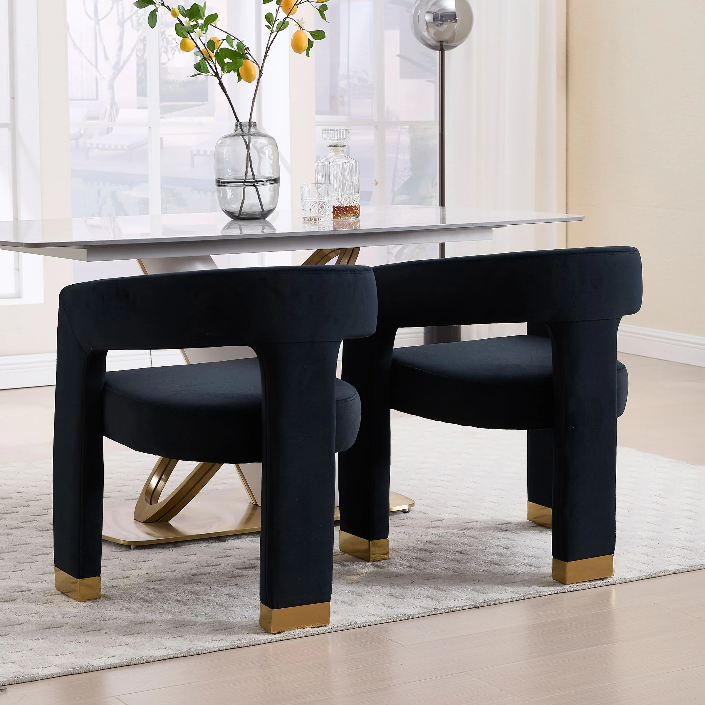 Open-Back Velvet Barrel Dining Chair 1 PCS - 5202DC - Image 12