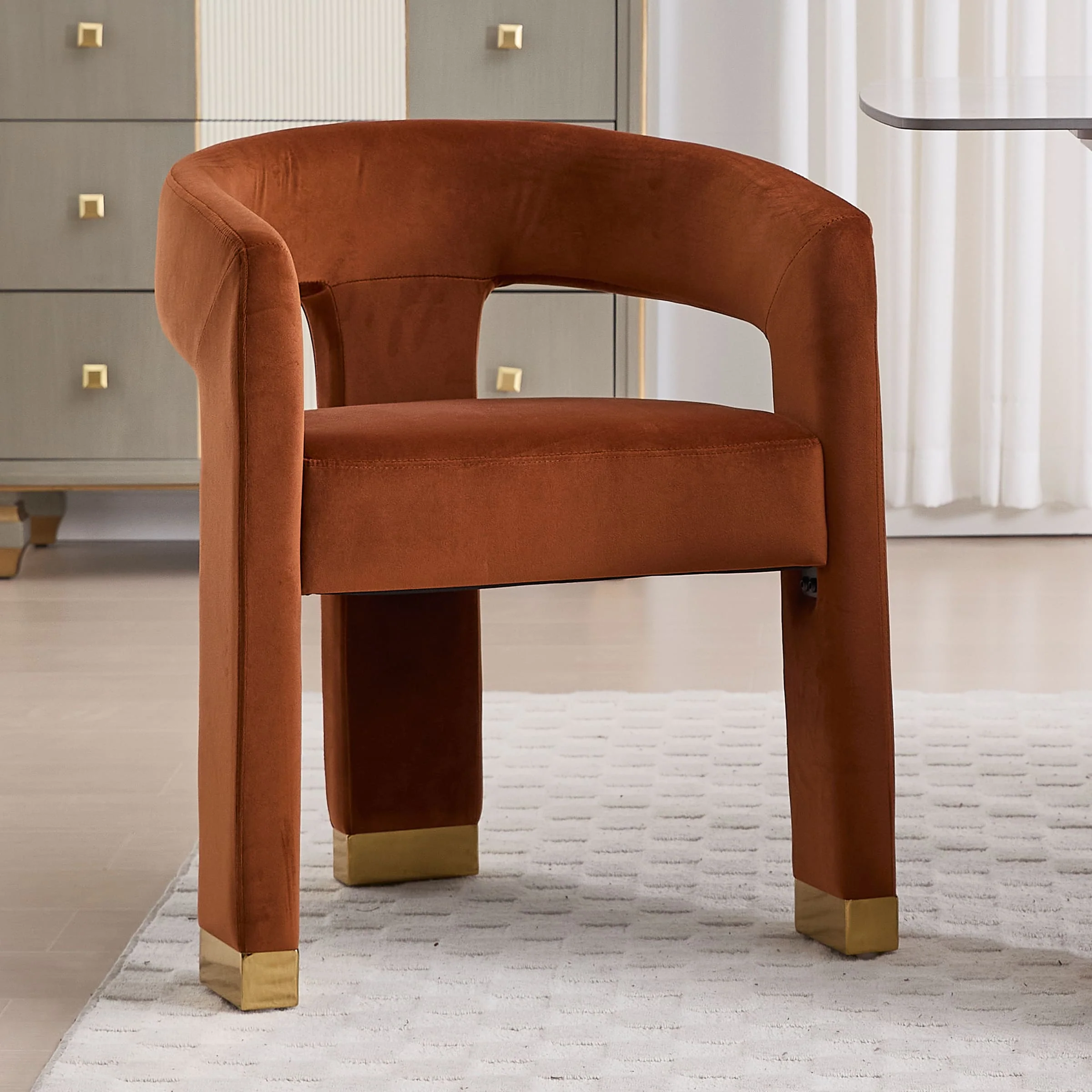 Open-Back Velvet Barrel Dining Chair 1 PCS - 5202DC - Image 18