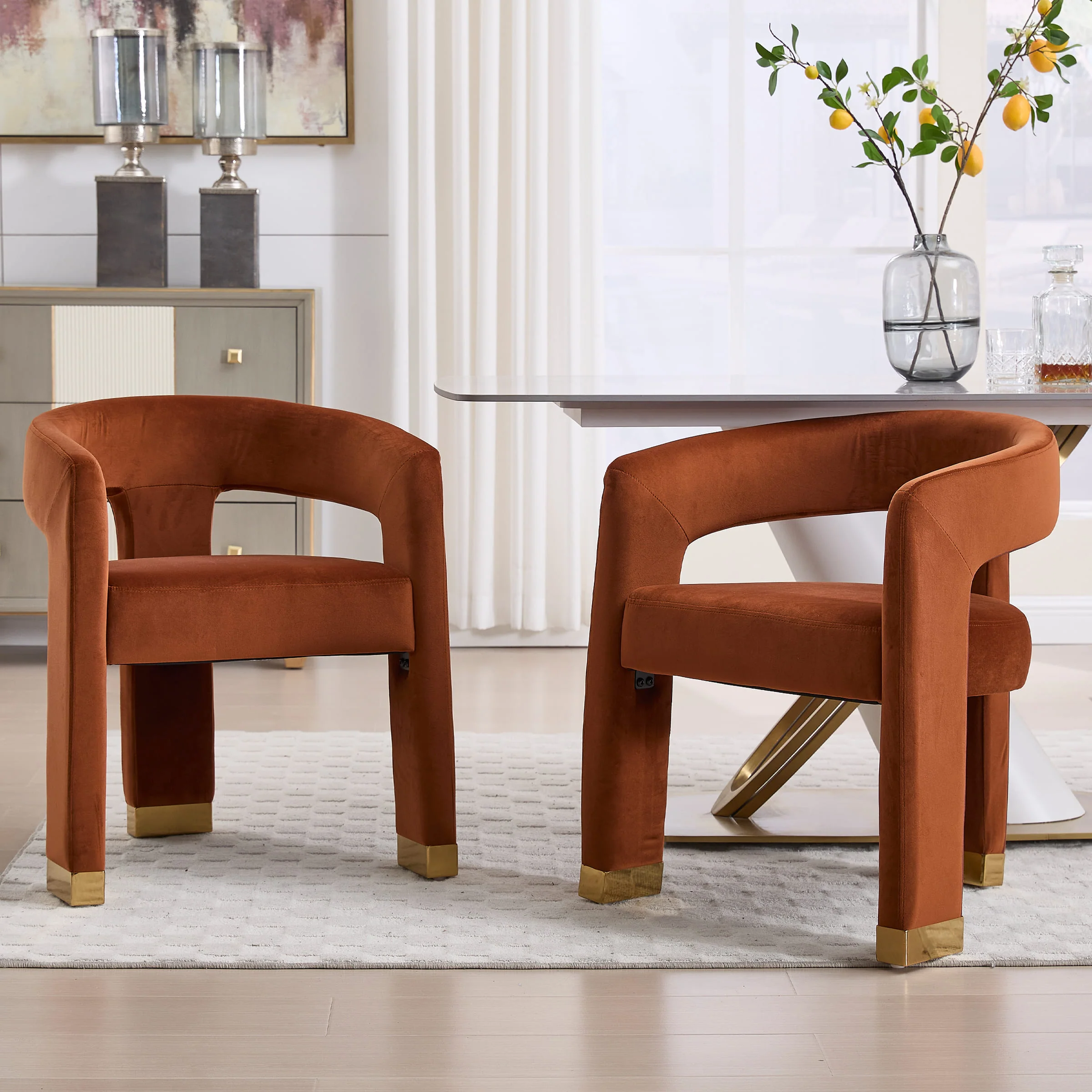 Open-Back Velvet Barrel Dining Chair 1 PCS - 5202DC - Image 19