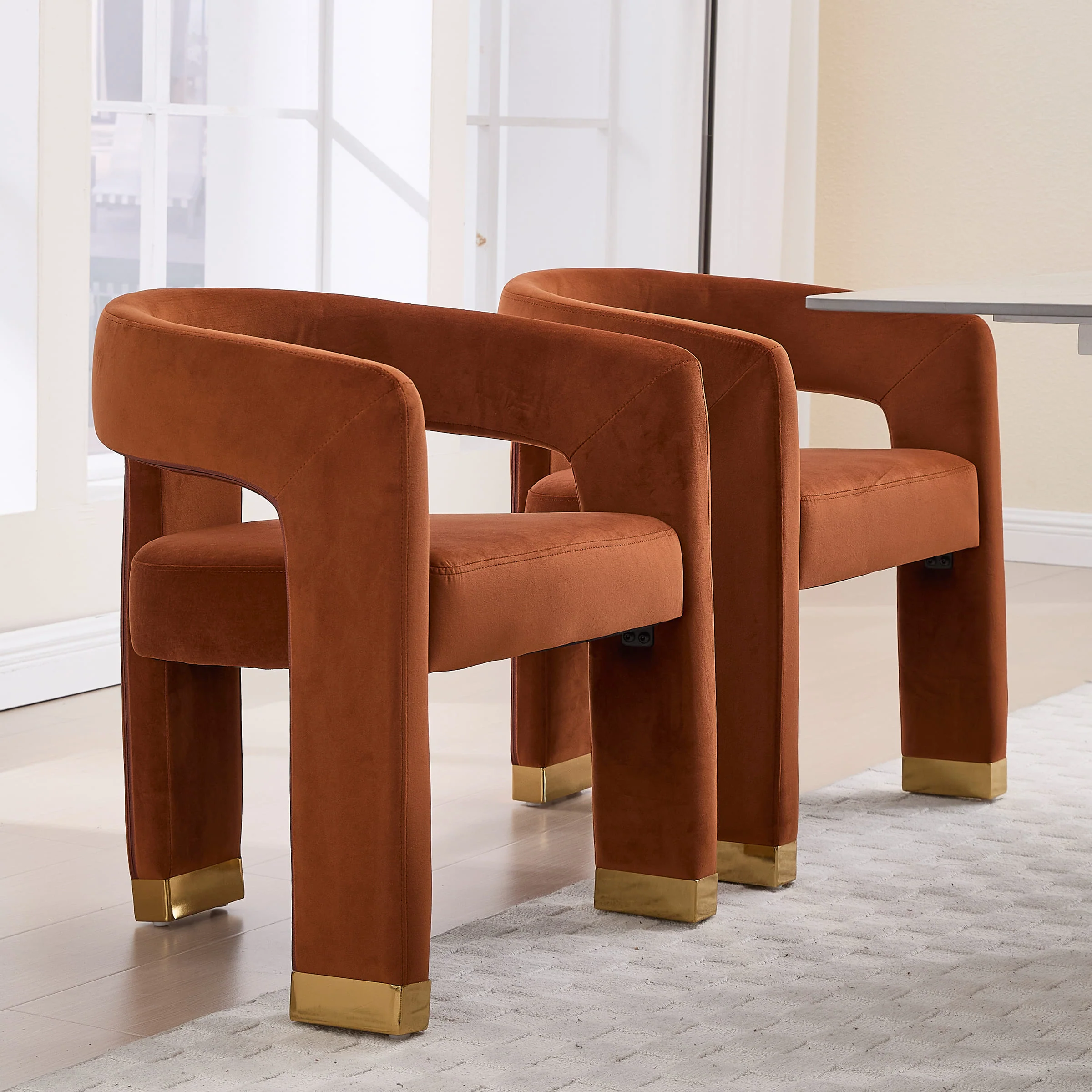 Open-Back Velvet Barrel Dining Chair 1 PCS - 5202DC - Image 20