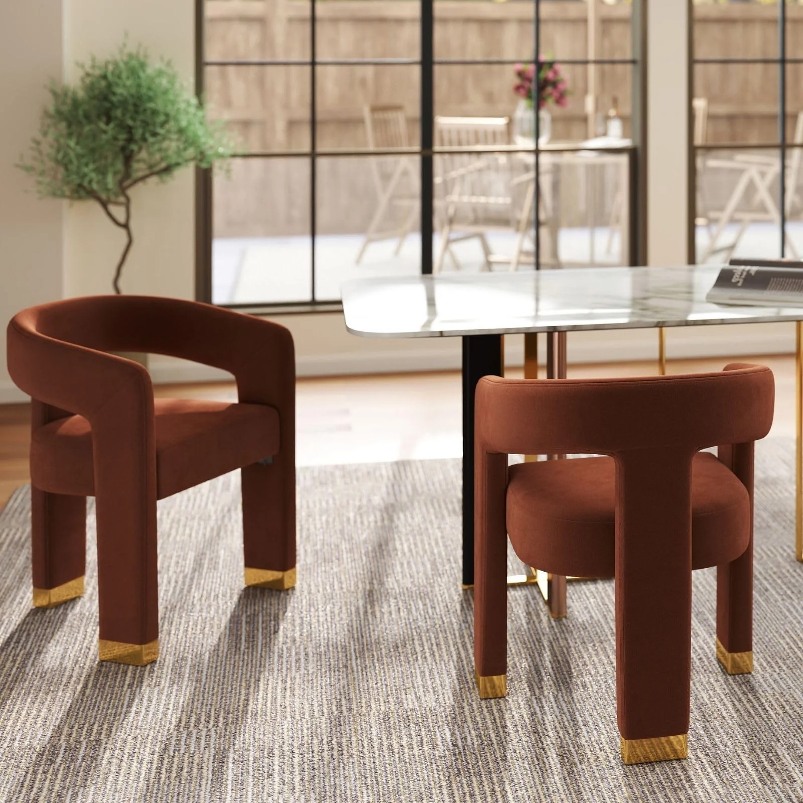 Open-Back Velvet Barrel Dining Chair 1 PCS - 5202DC - Image 21