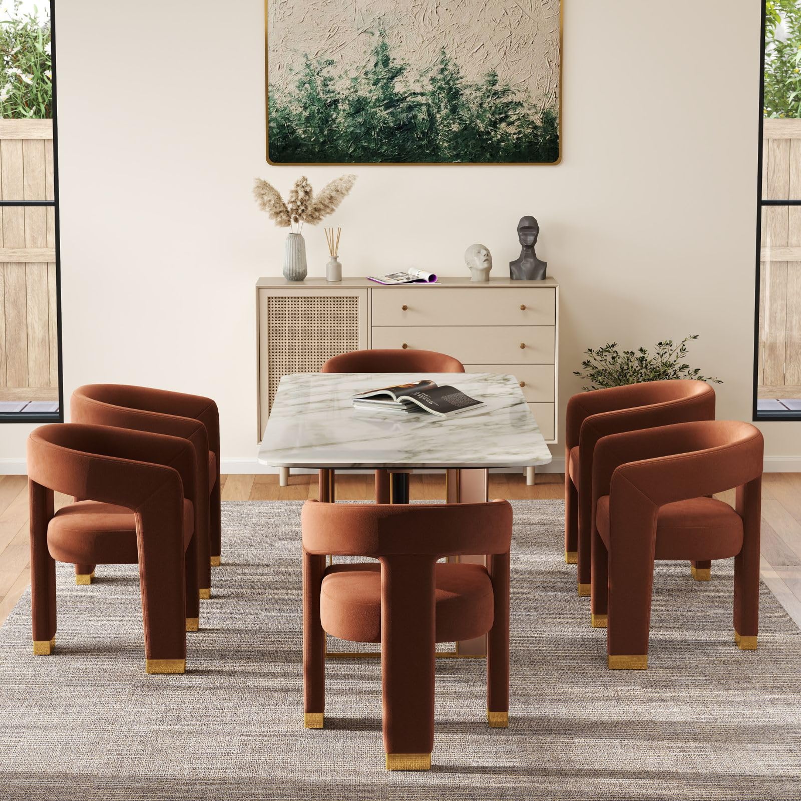 Open-Back Velvet Barrel Dining Chair 1 PCS - 5202DC - Image 22