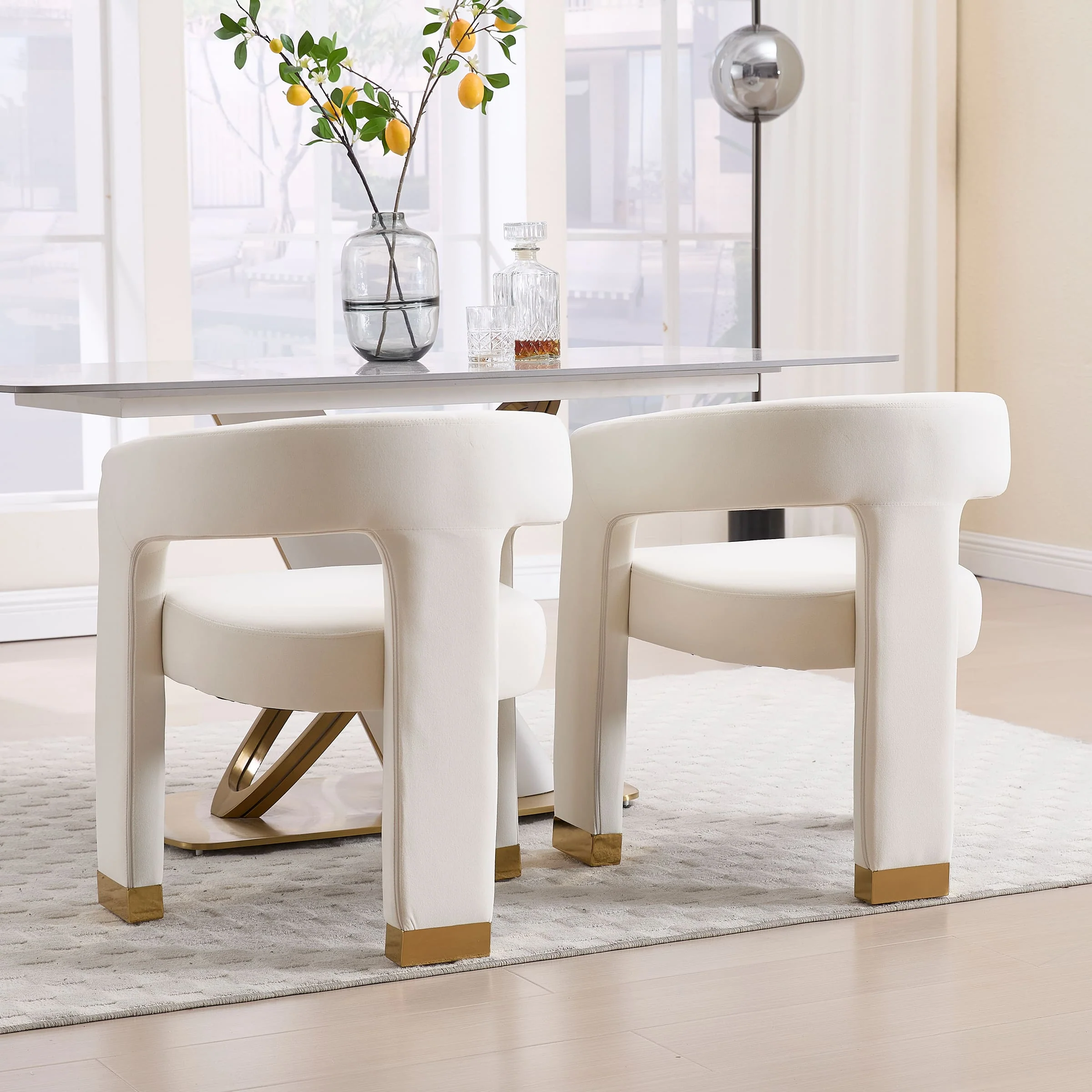 Open-Back Velvet Barrel Dining Chair 1 PCS - 5202DC - Image 4