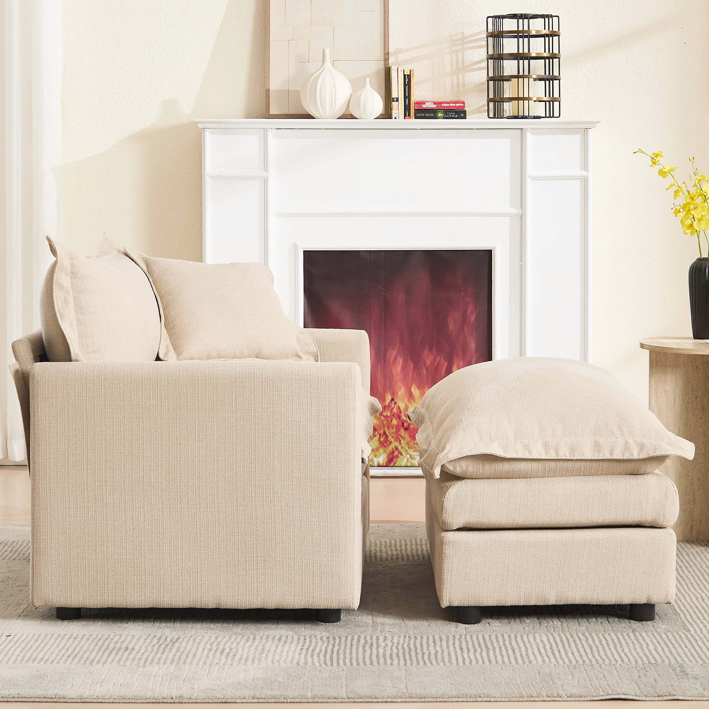 Single Sofa with Ottoman & Pillow - 1036SF - Image 11