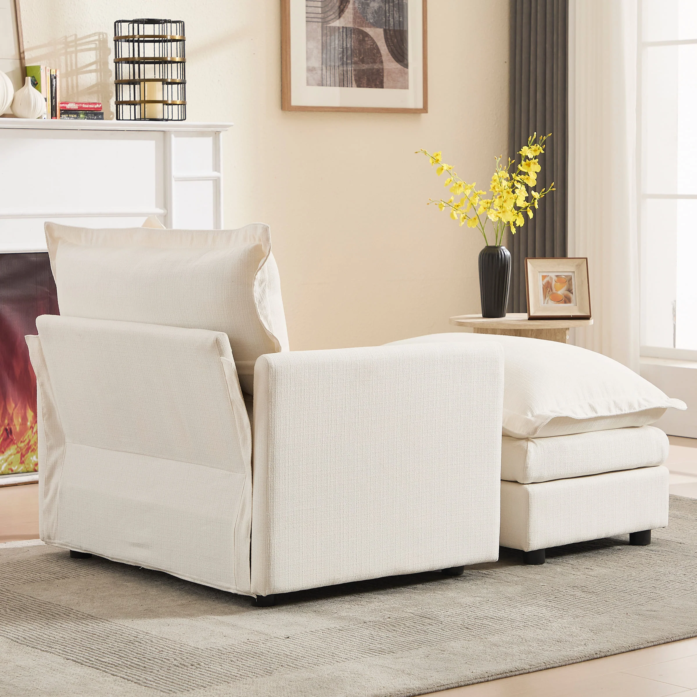 Single Sofa with Ottoman & Pillow - 1036SF - Image 15