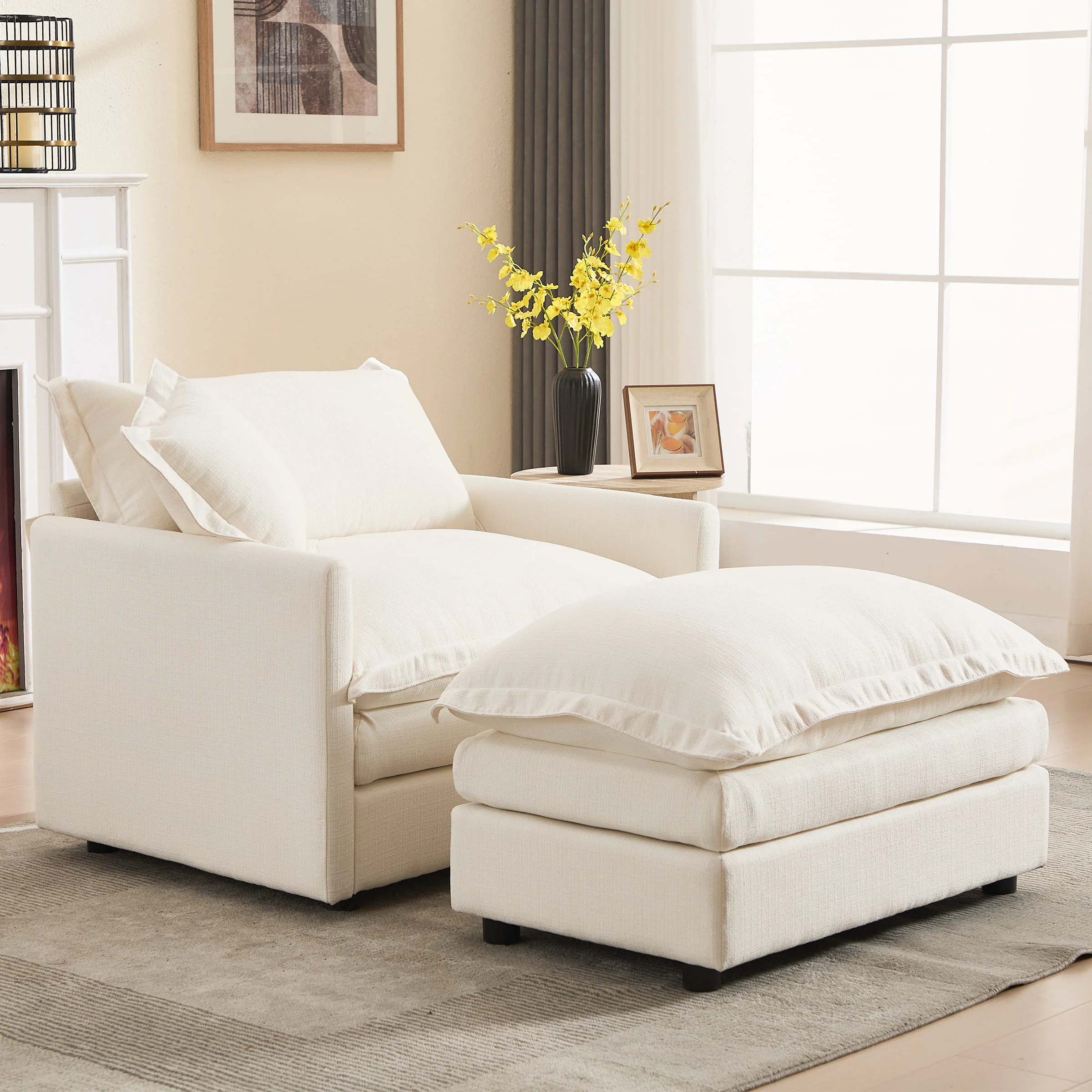 Single Sofa with Ottoman & Pillow - 1036SF - Image 16