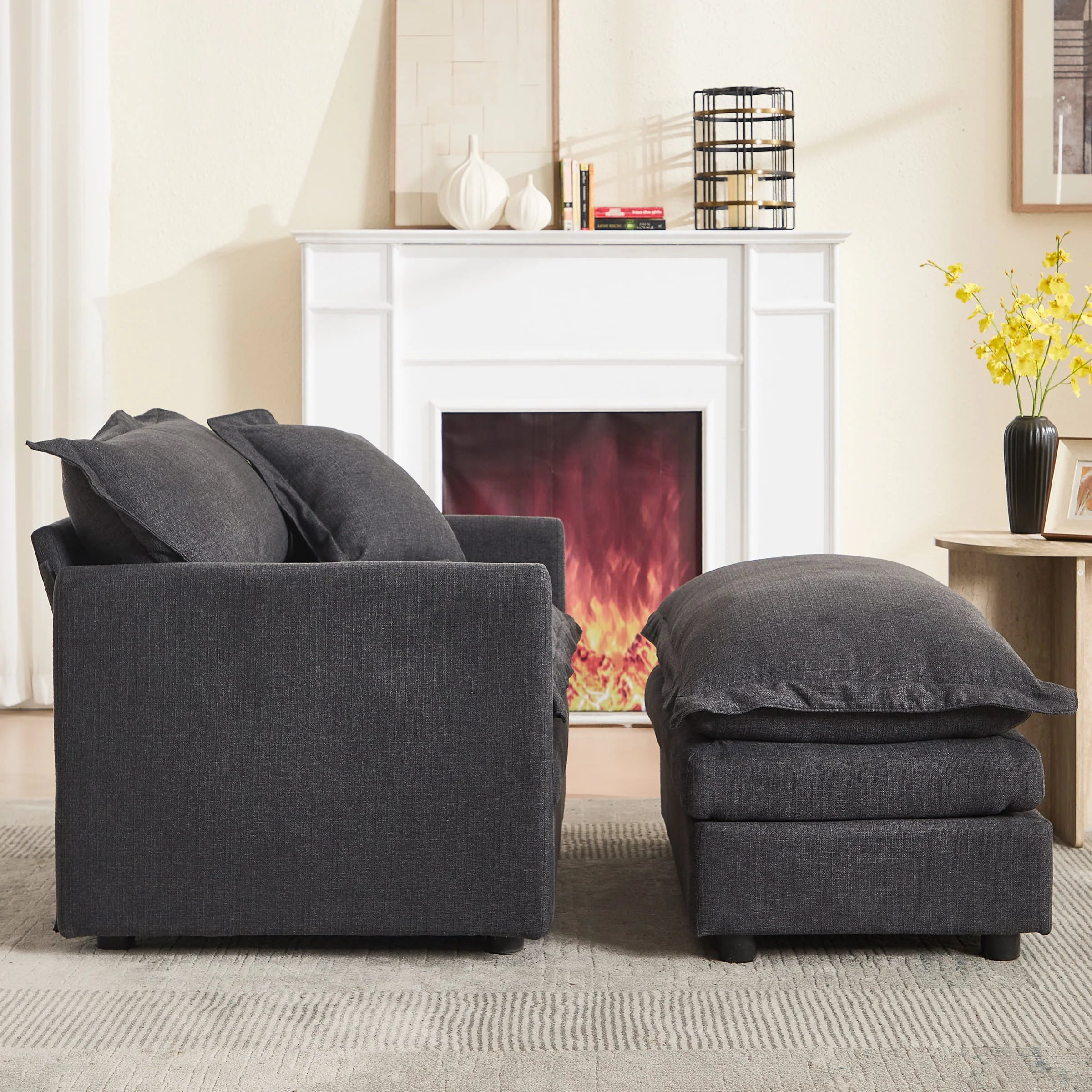 Single Sofa with Ottoman & Pillow - 1036SF - Image 3