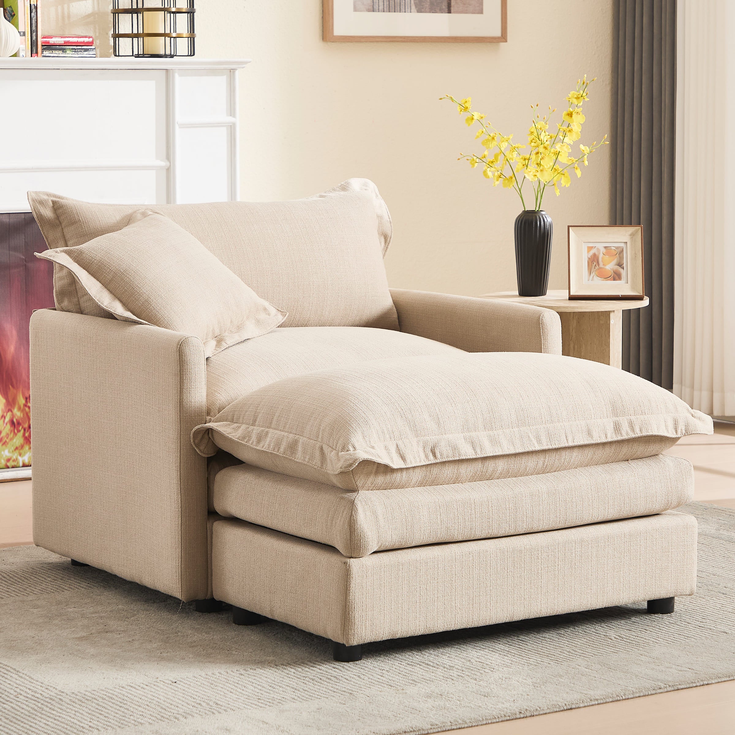 Single Sofa with Ottoman & Pillow - 1036SF - Image 9