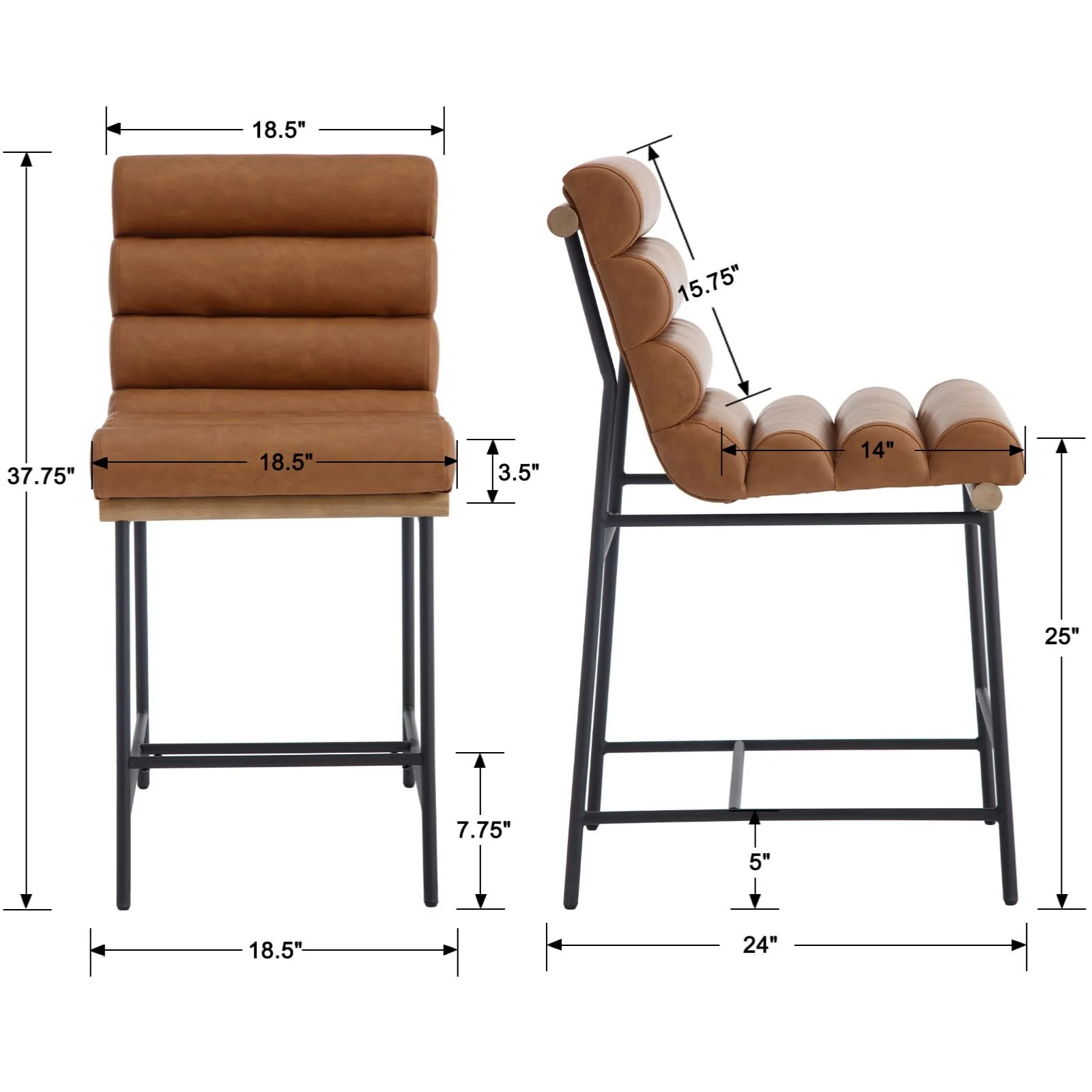 25”H Armless Upholstered Counter Stools Set of 2 - 5793CS - Image 17