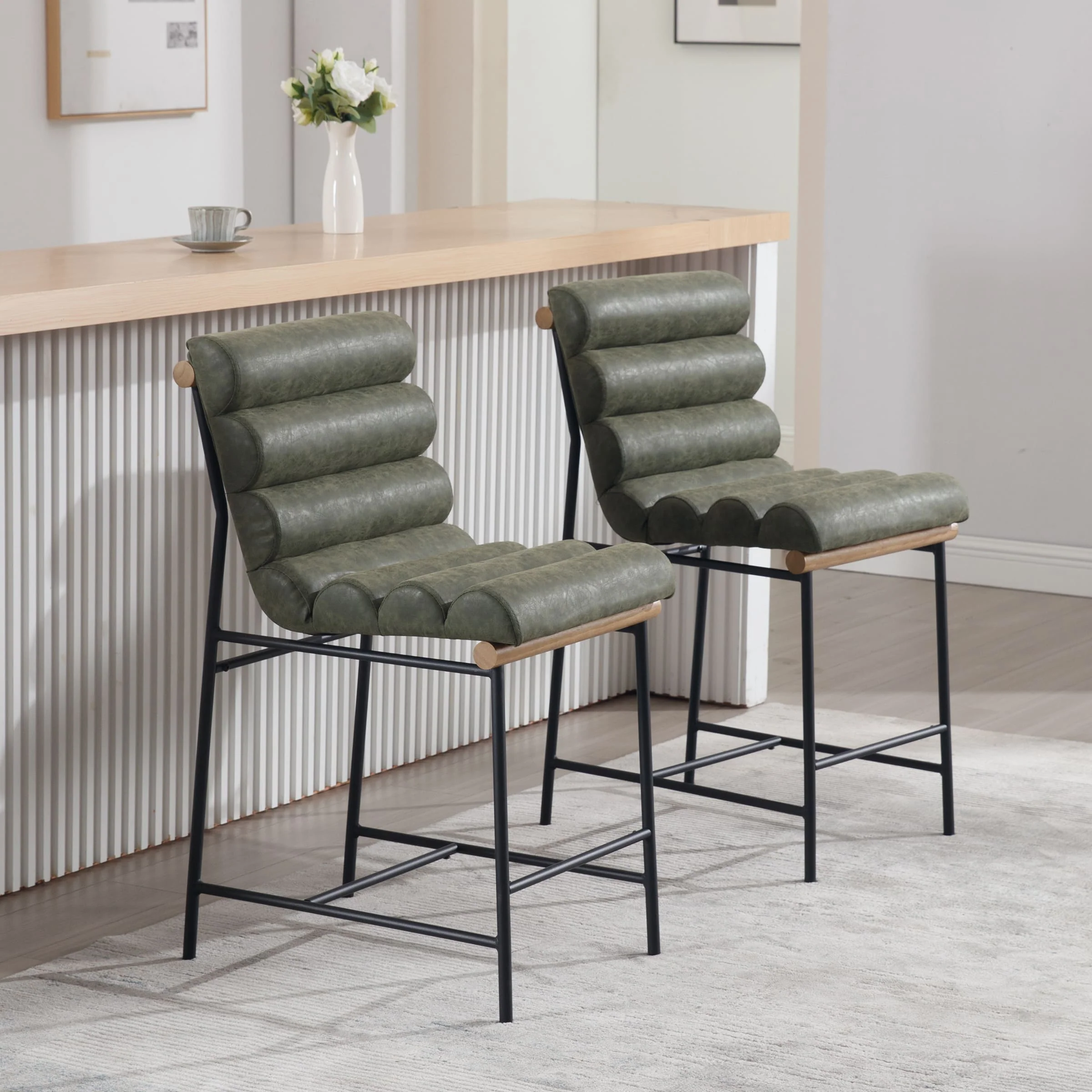 25”H Armless Upholstered Counter Stools Set of 2 - 5793CS - Image 2